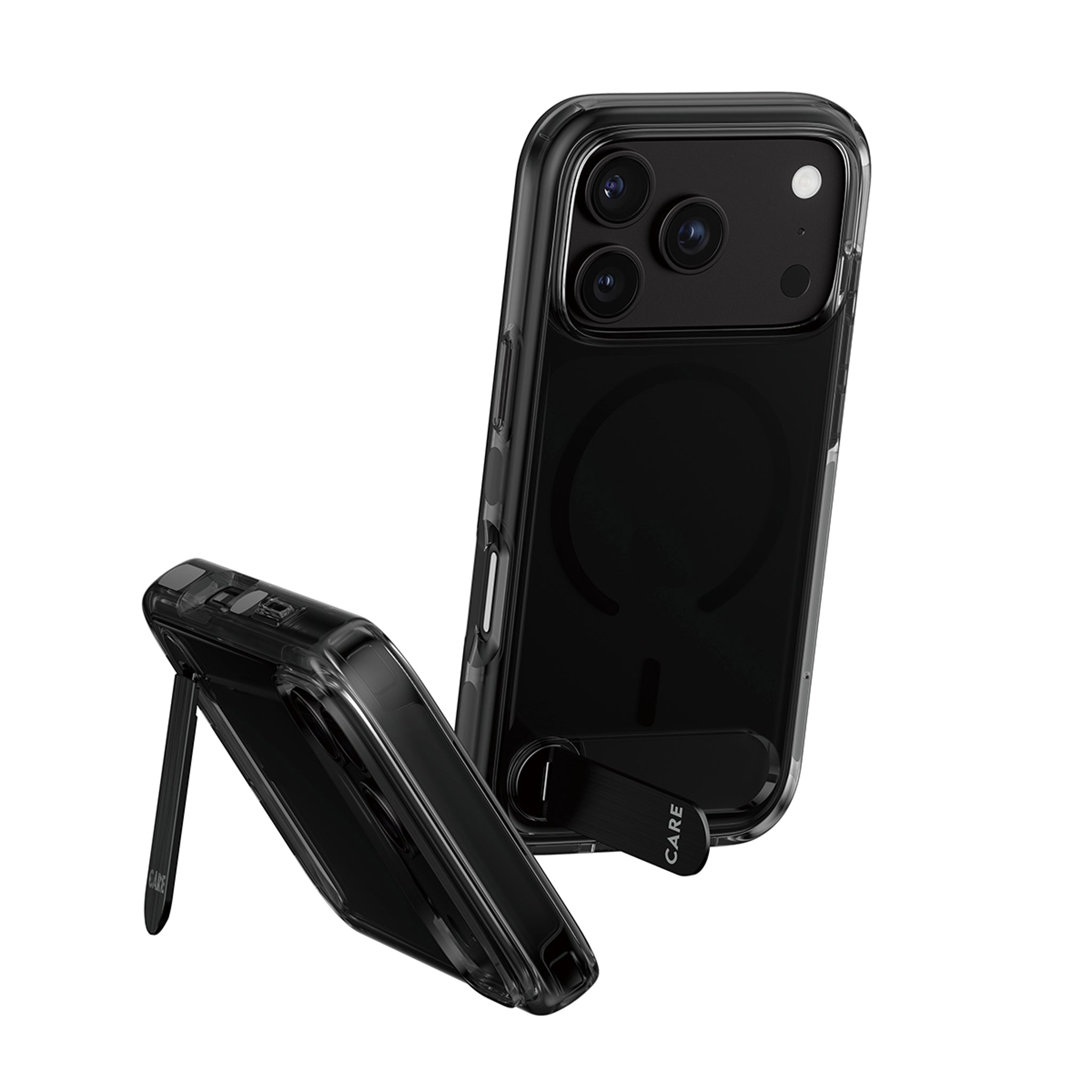 CARE™ by PanzerGlass® Kickstand Case Smokey w. Black MagSafe iPhone 18 Pro | 17 Pro