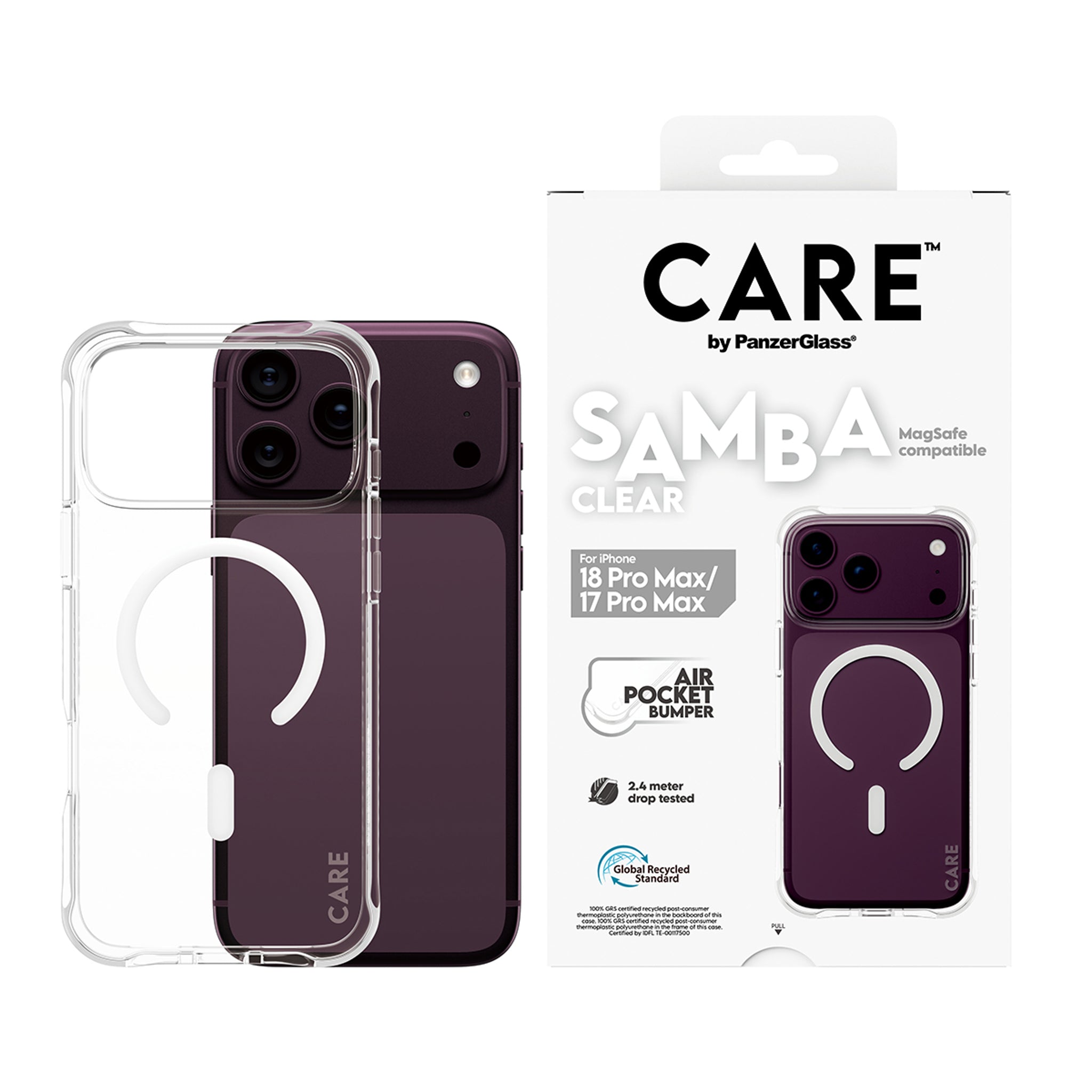 CARE™ by PanzerGlass® Samba Case Transparent w. White MagSafe iPhone 18 Pro Max | 17 Pro Max
