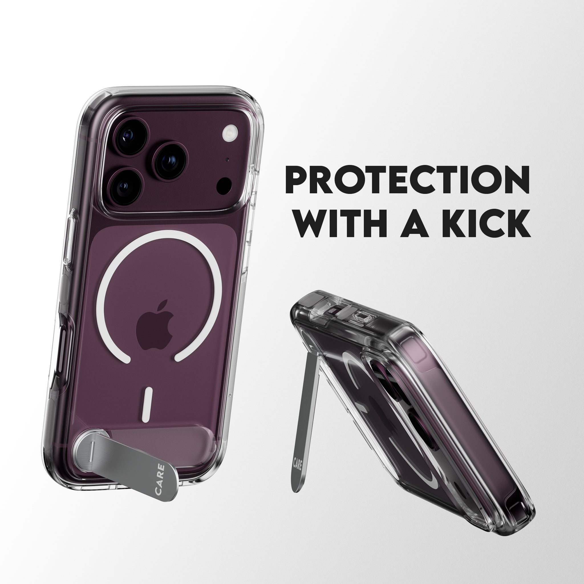 CARE™ by PanzerGlass® Kickstand Case Transparent w. White MagSafe iPhone 18 Pro | 17 Pro