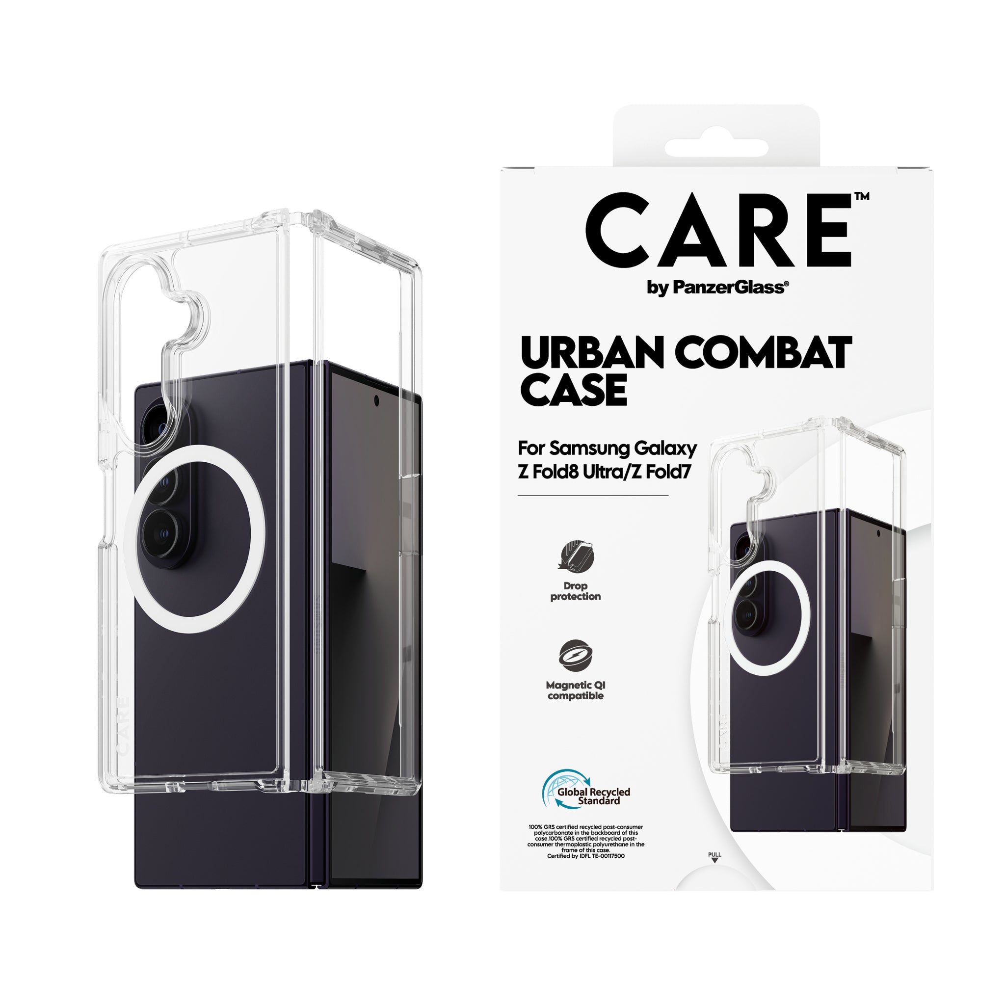 CARE™ by PanzerGlass® Urban Combat Case Transparent w. White Qi Samsung Galaxy new Fold7 Ultra | Fold7 