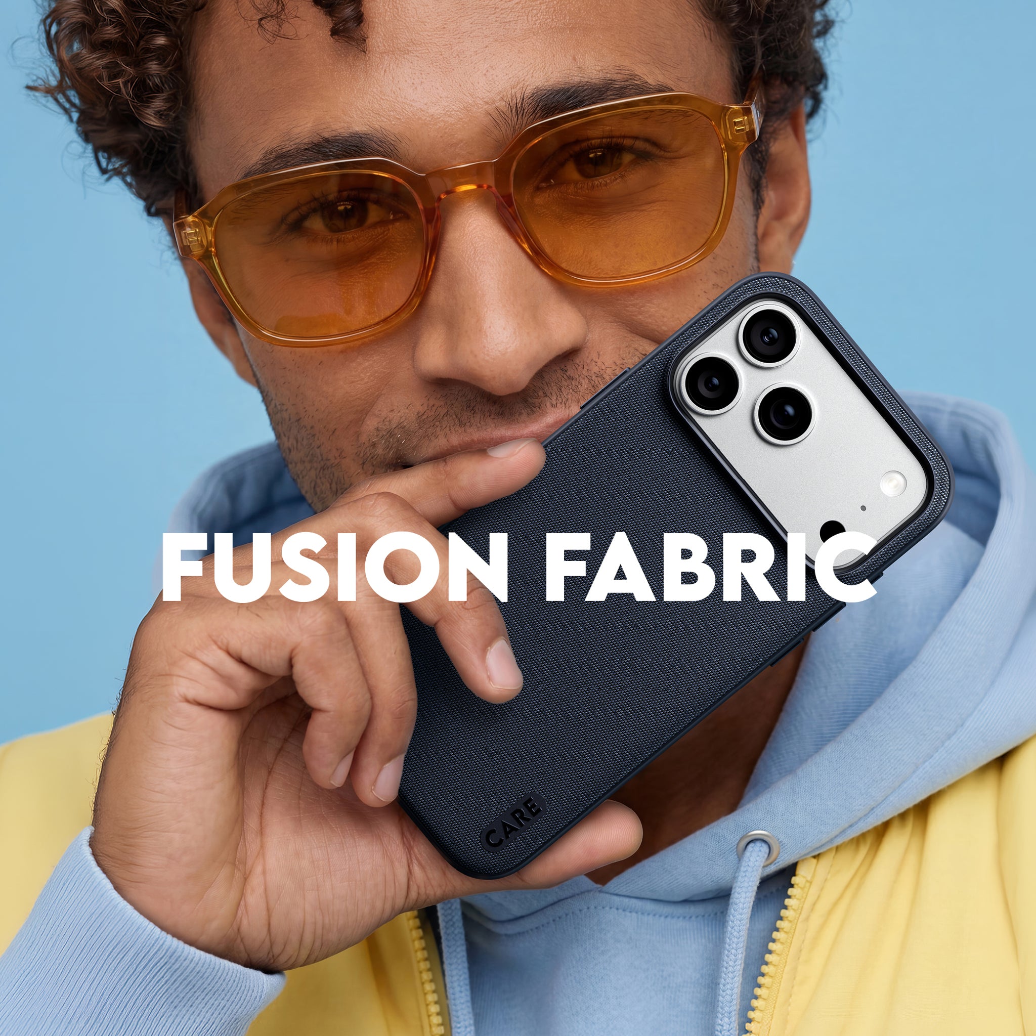 CARE™ by PanzerGlass® Fusion Fabric Case Blue w. MagSafe iPhone 18 Pro | 17 Pro