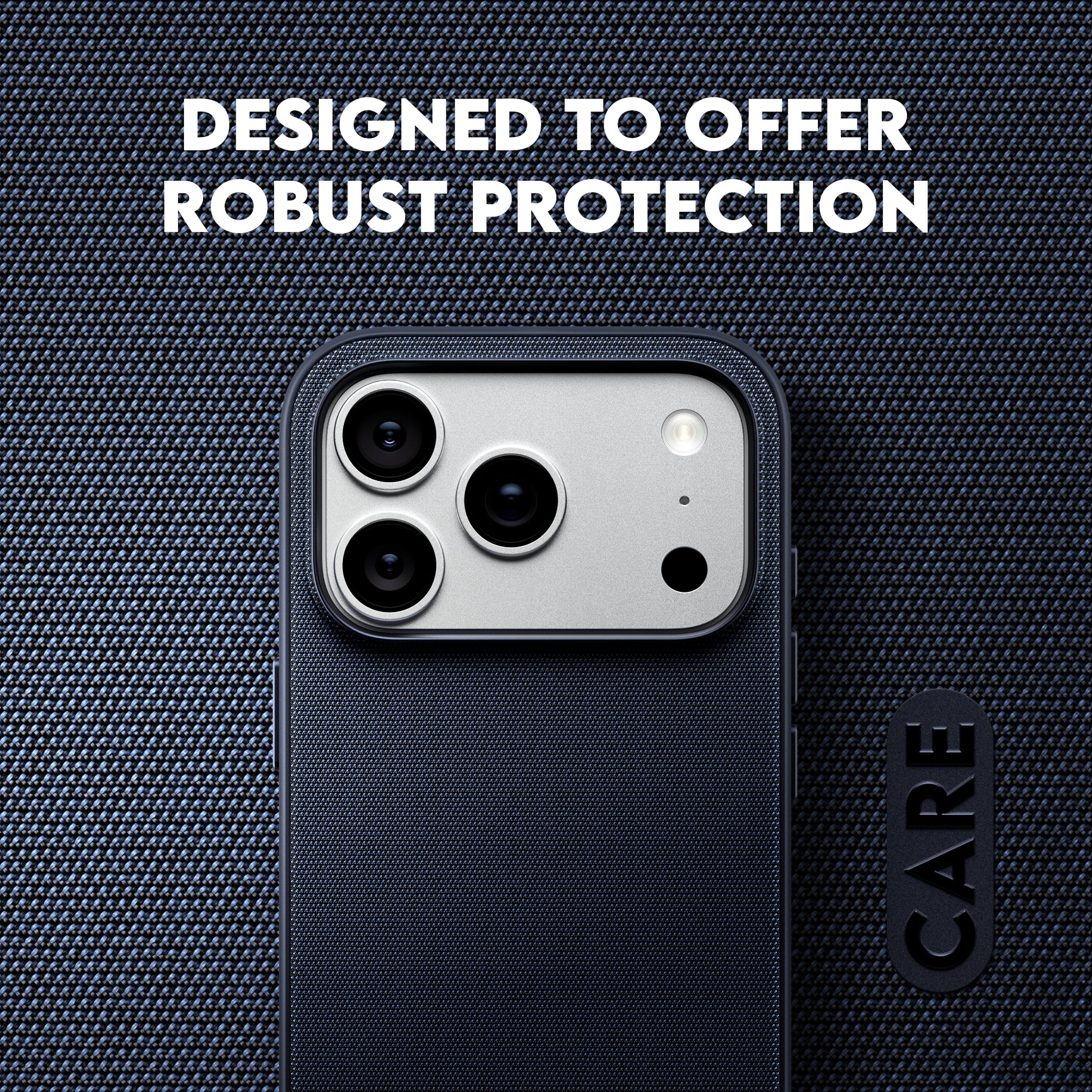 CARE™ by PanzerGlass® Fusion Fabric Case Blue w. MagSafe iPhone 18 Pro | 17 Pro