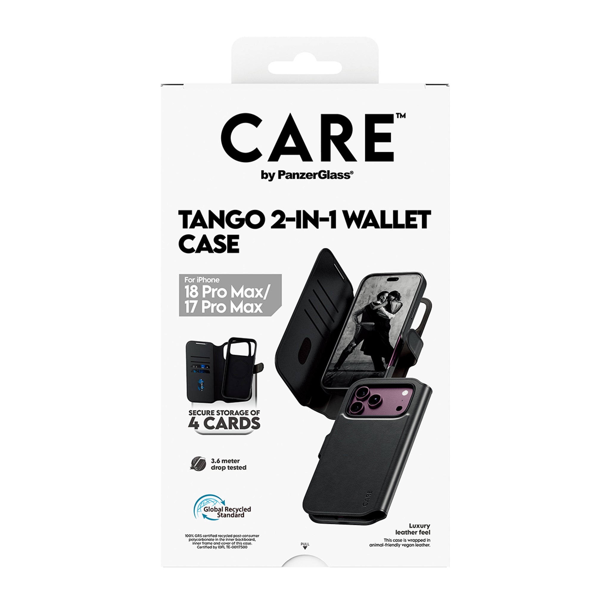 CARE™ by PanzerGlass® Tango 2-in-1 Wallet Case Black w. MagSafe iPhone 18 Pro Max | 17 Pro Max
