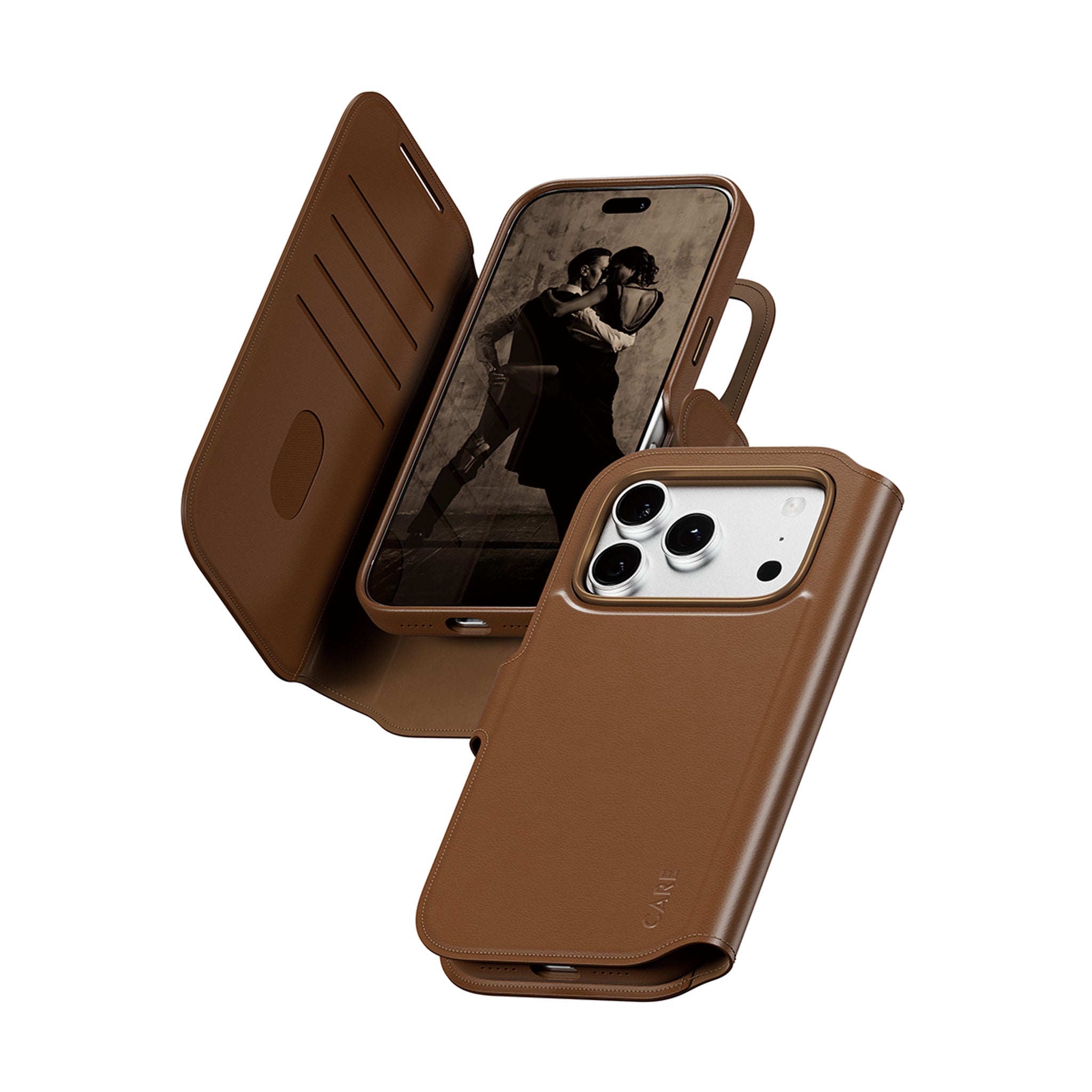 CARE™ by PanzerGlass® Tango 2-in-1 Wallet Case Brown w. MagSafe iPhone 18 Pro | 17 Pro