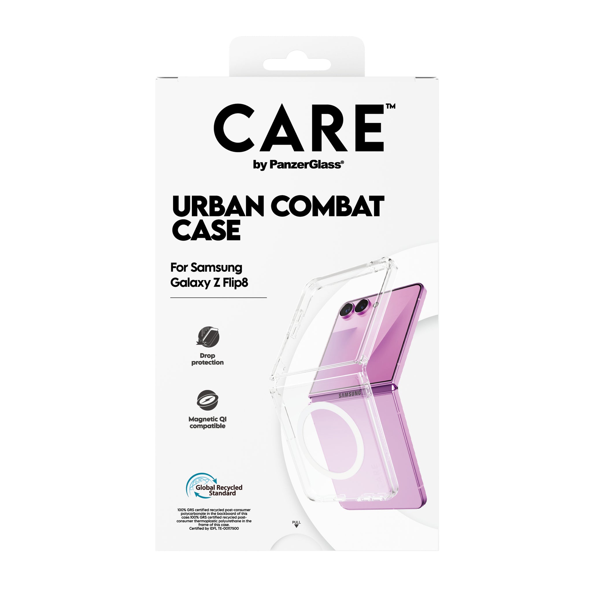 CARE™ by PanzerGlass® Urban Combat Case Transparent w. White Qi Samsung Galaxy Z Flip7 | new Z Flip7