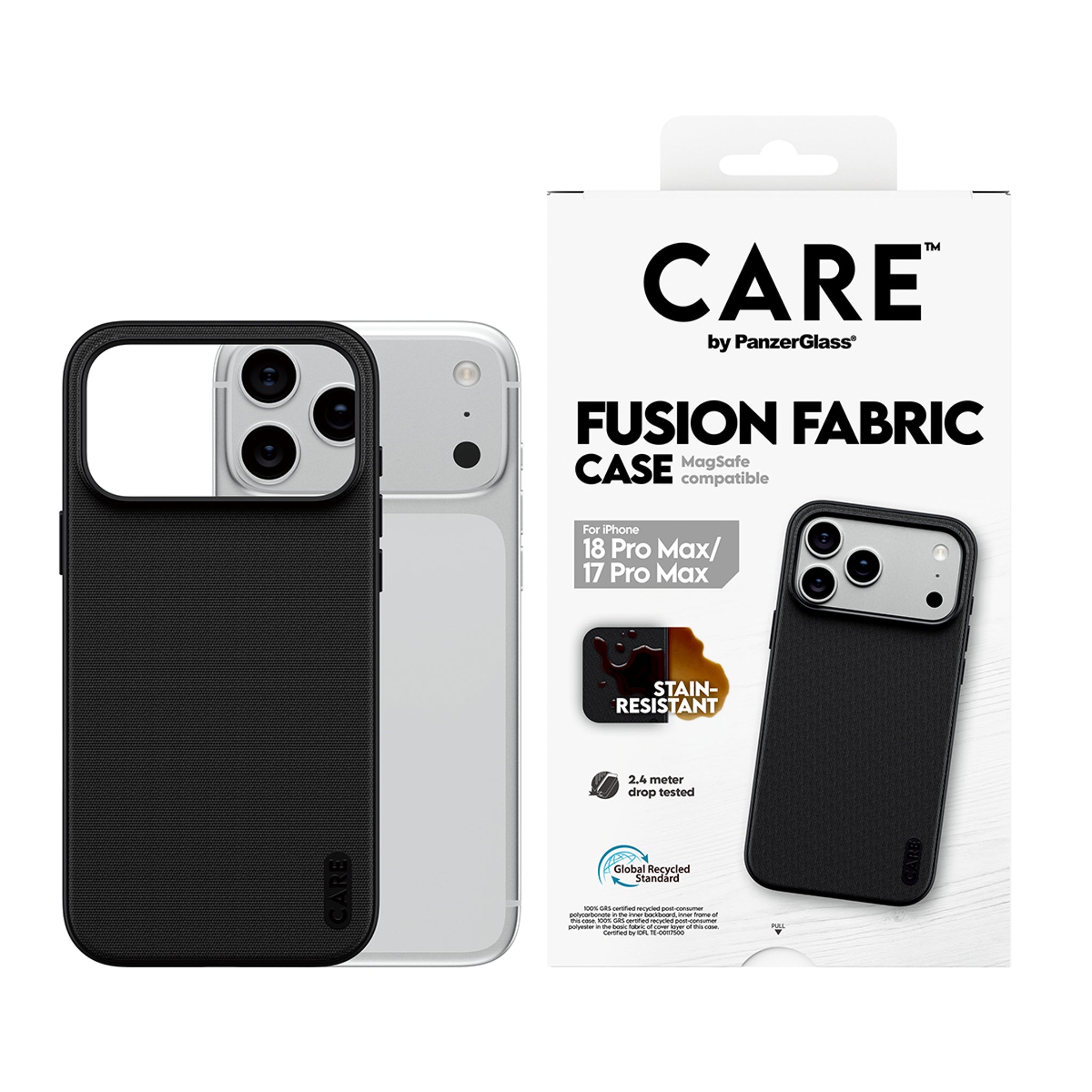 CARE™ by PanzerGlass® Fusion Fabric Case Black w. MagSafe iPhone 18 Pro Max | 17 Pro Max