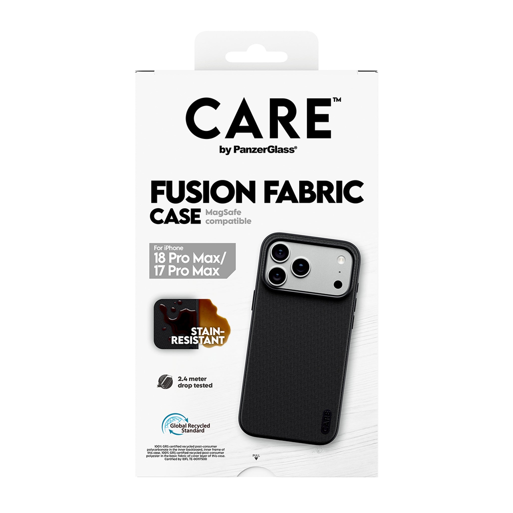 CARE™ by PanzerGlass® Fusion Fabric Case Black w. MagSafe iPhone 18 Pro Max | 17 Pro Max
