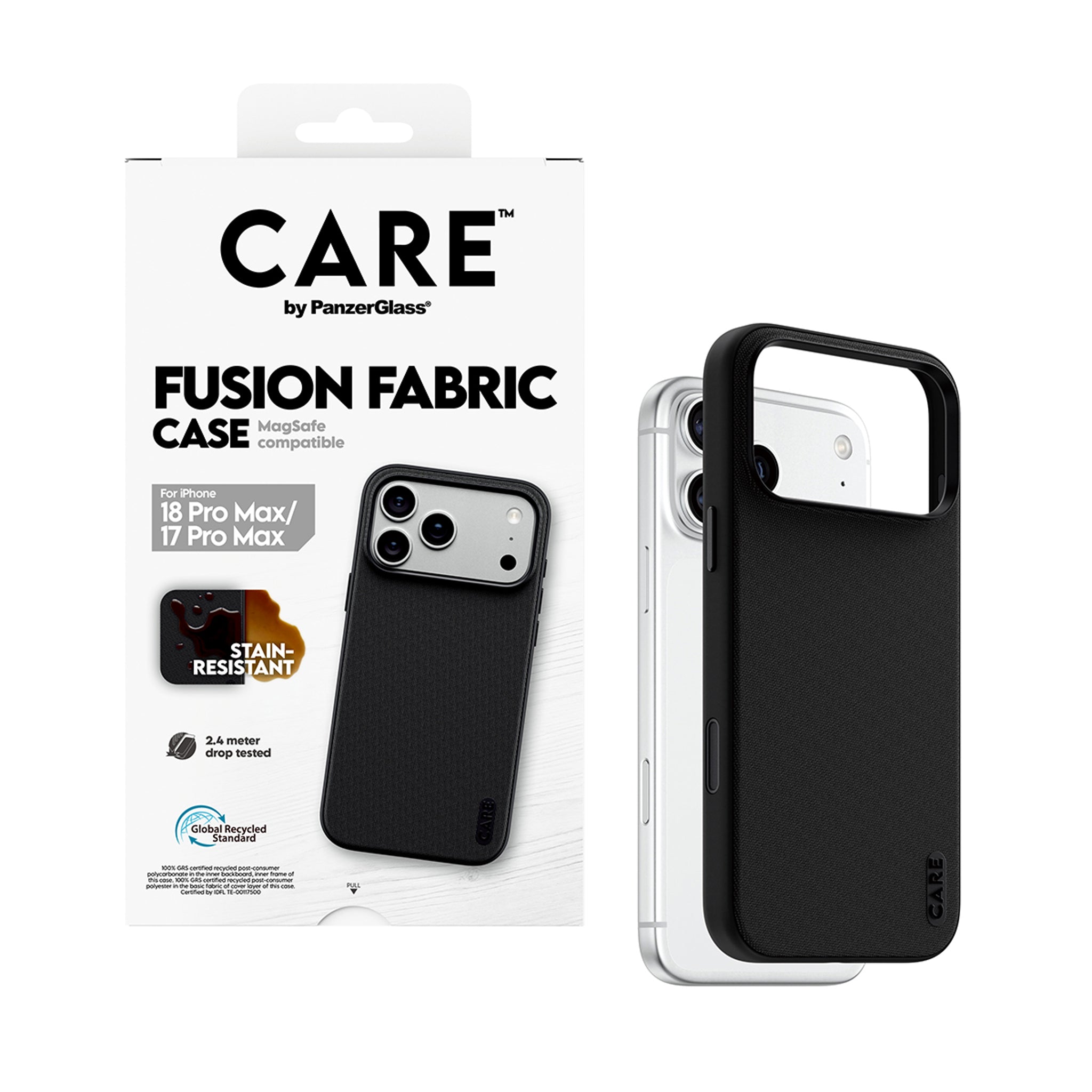 CARE™ by PanzerGlass® Fusion Fabric Case Black w. MagSafe iPhone 18 Pro Max | 17 Pro Max