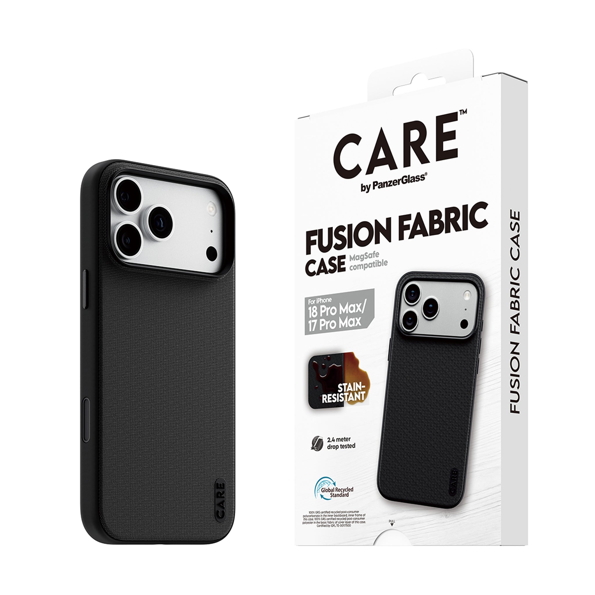 CARE™ by PanzerGlass® Fusion Fabric Case Black w. MagSafe iPhone 18 Pro Max | 17 Pro Max