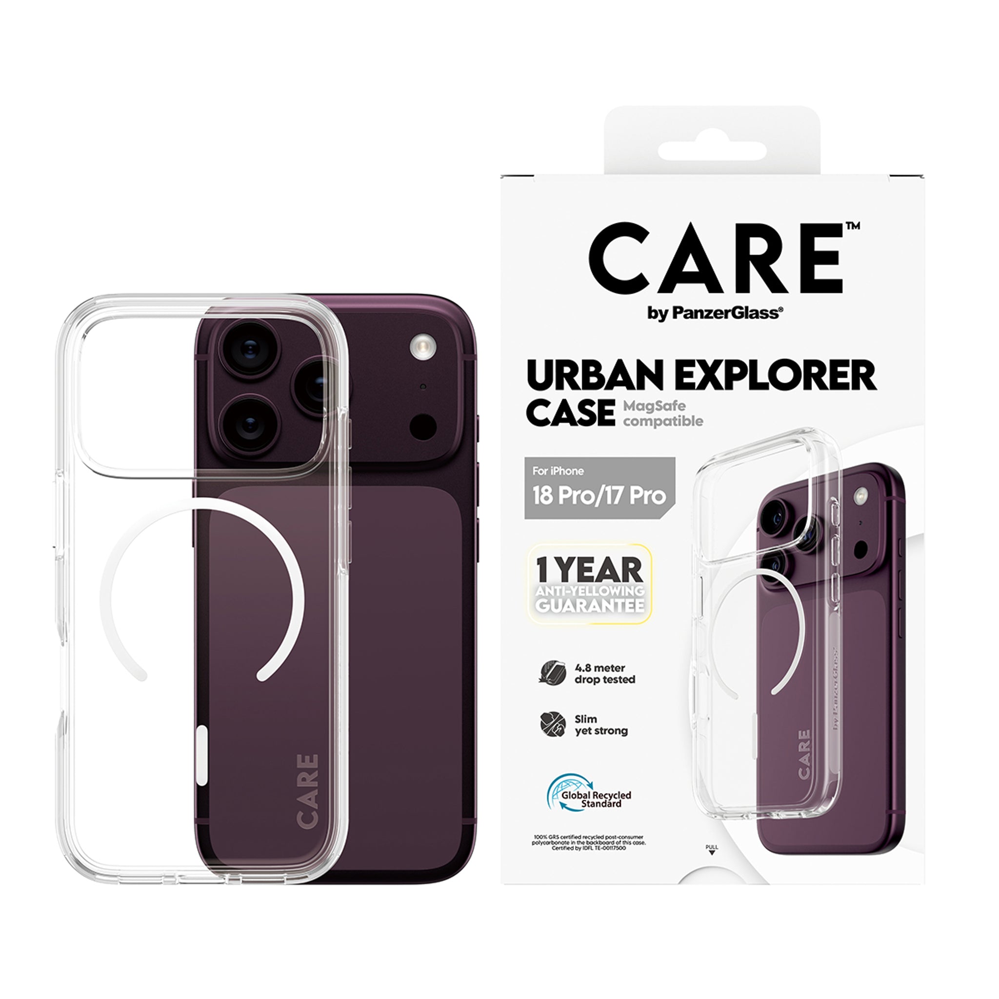 CARE™ by PanzerGlass® Urban Explorer Case Transparent w. White MagSafe iPhone 18 Pro | 17 Pro