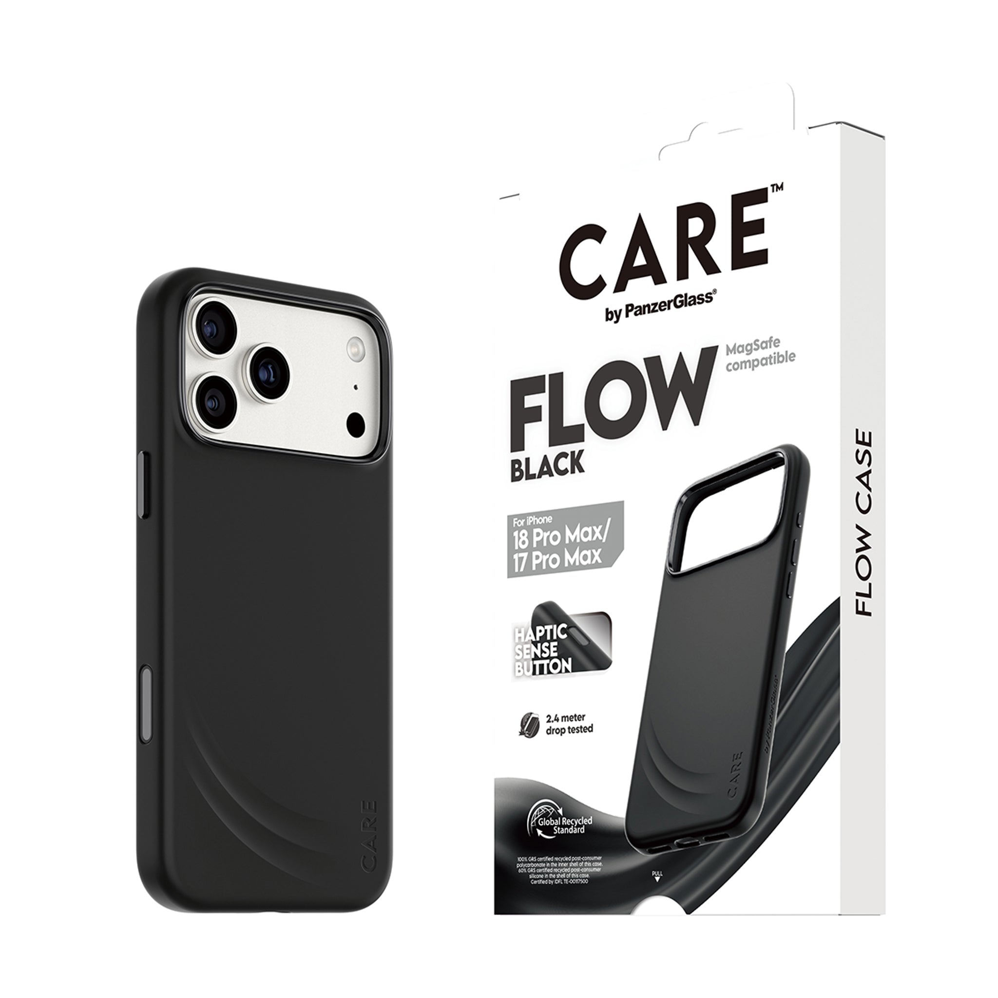 CARE™ by PanzerGlass® Flow Case Black w. MagSafe iPhone 18 Pro Max | 17 Pro Max