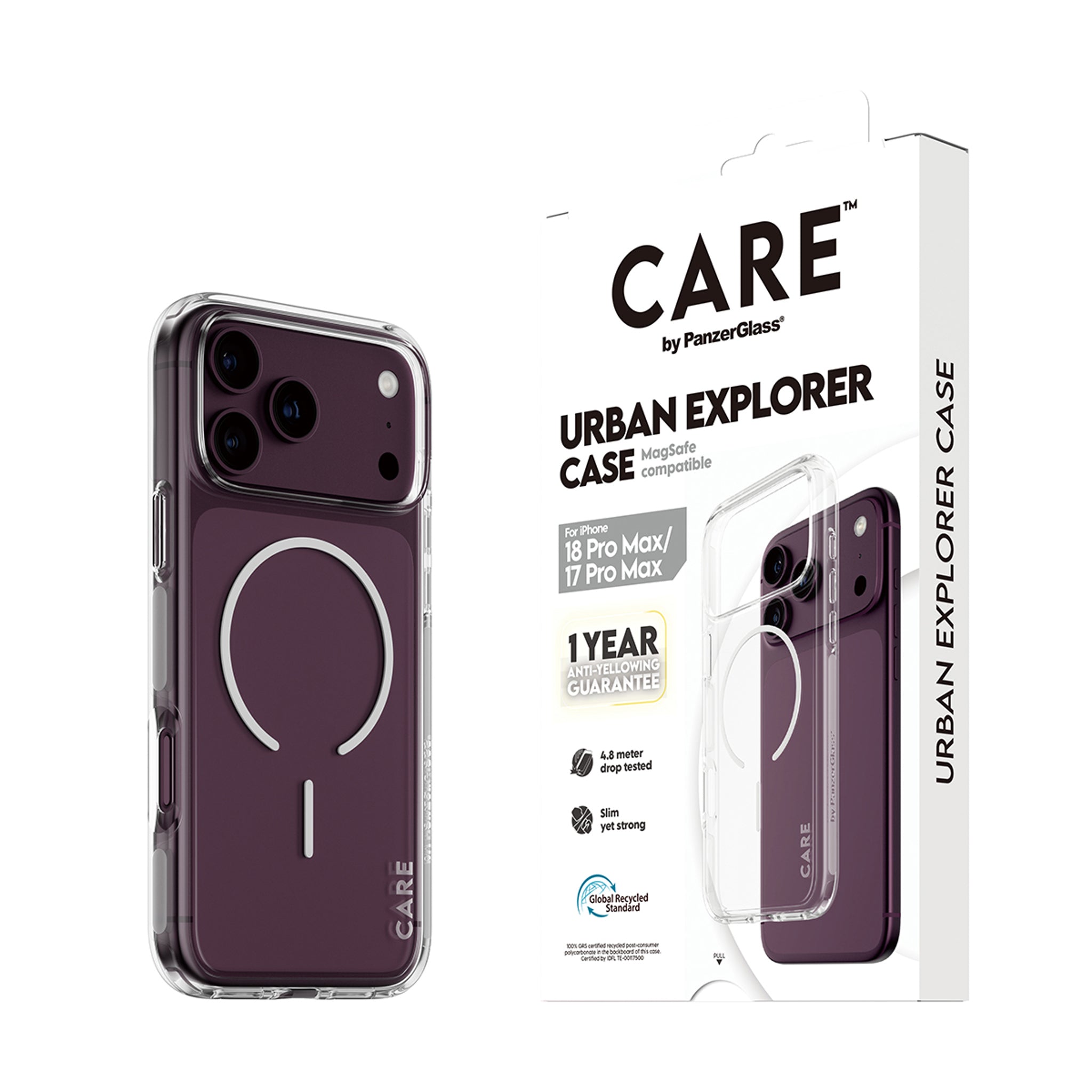 CARE™ by PanzerGlass® Urban Explorer Case Transparent w. White Magsafe iPhone 18 Pro Max | 17 Pro Max