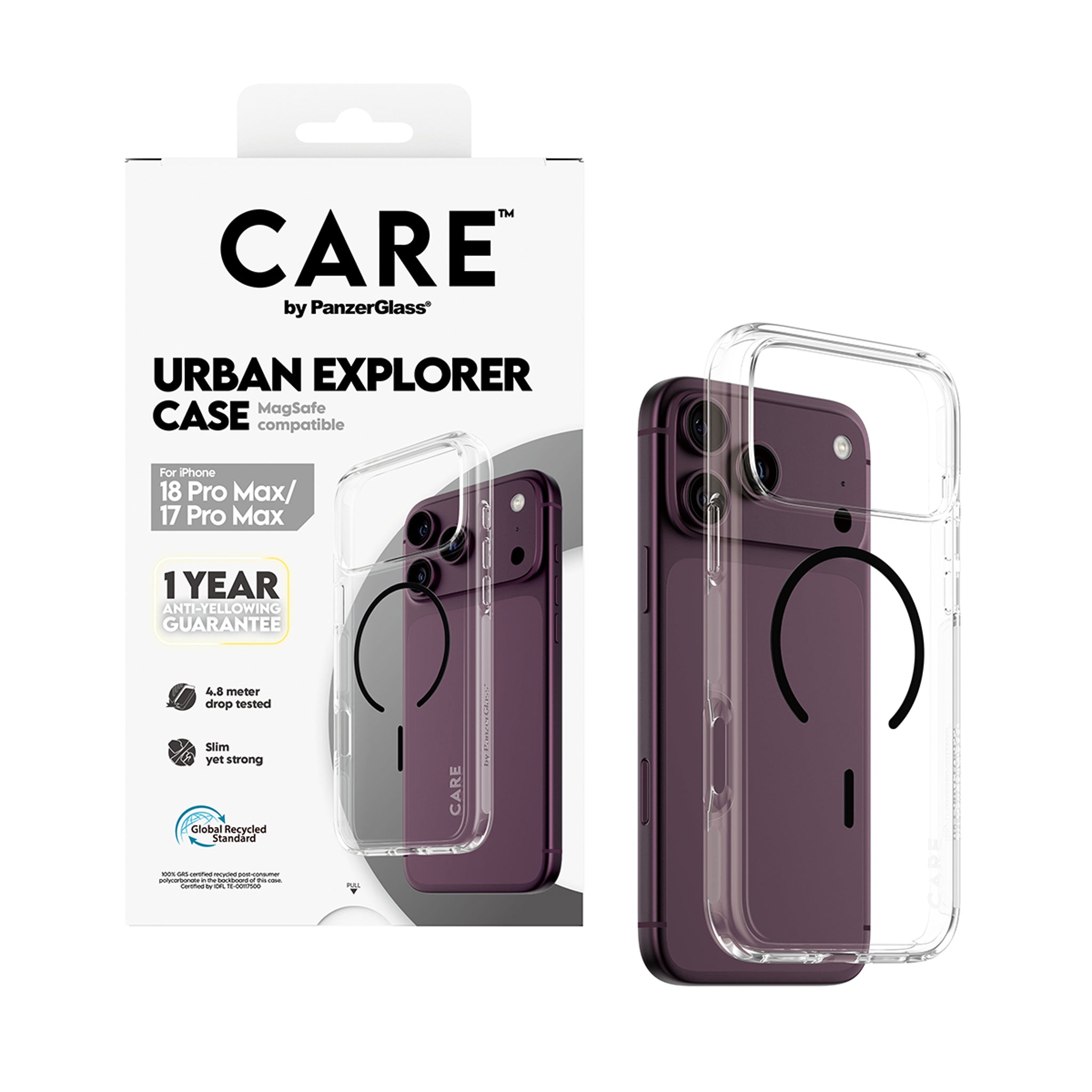 CARE™ by PanzerGlass® Urban Explorer Case Transparent w. Black MagSafe iPhone 18 Pro Max | 17 Pro Max