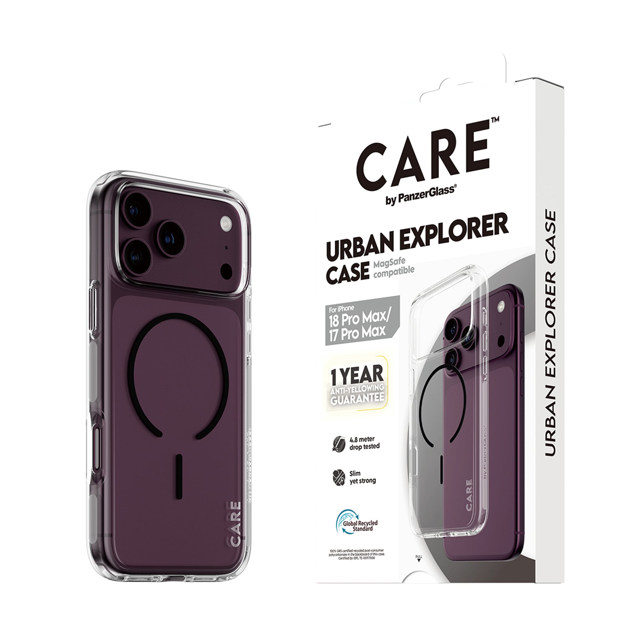 CARE™ by PanzerGlass® Urban Explorer Case Transparent w. Black MagSafe iPhone 18 Pro Max | 17 Pro Max