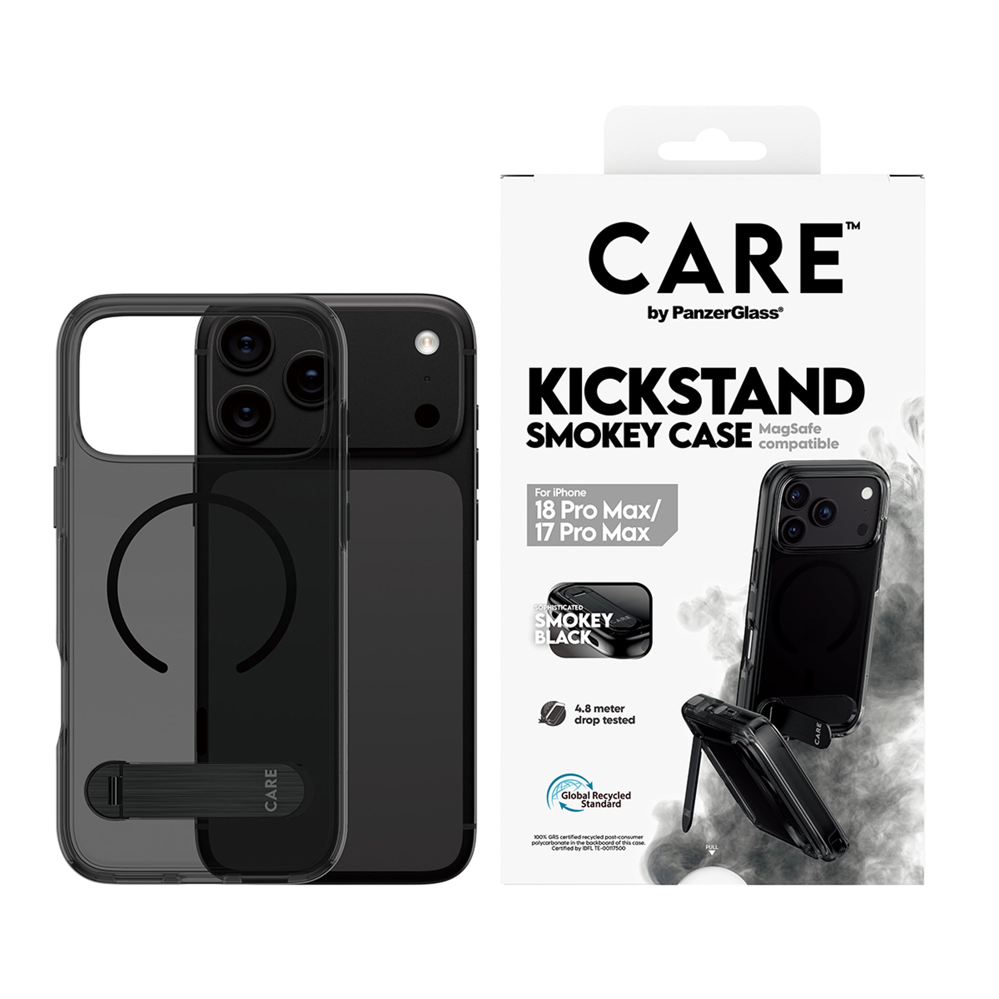 CARE™ by PanzerGlass® Kickstand Case Smokey w. Black MagSafe iPhone 18 Pro Max | 17 Pro Max