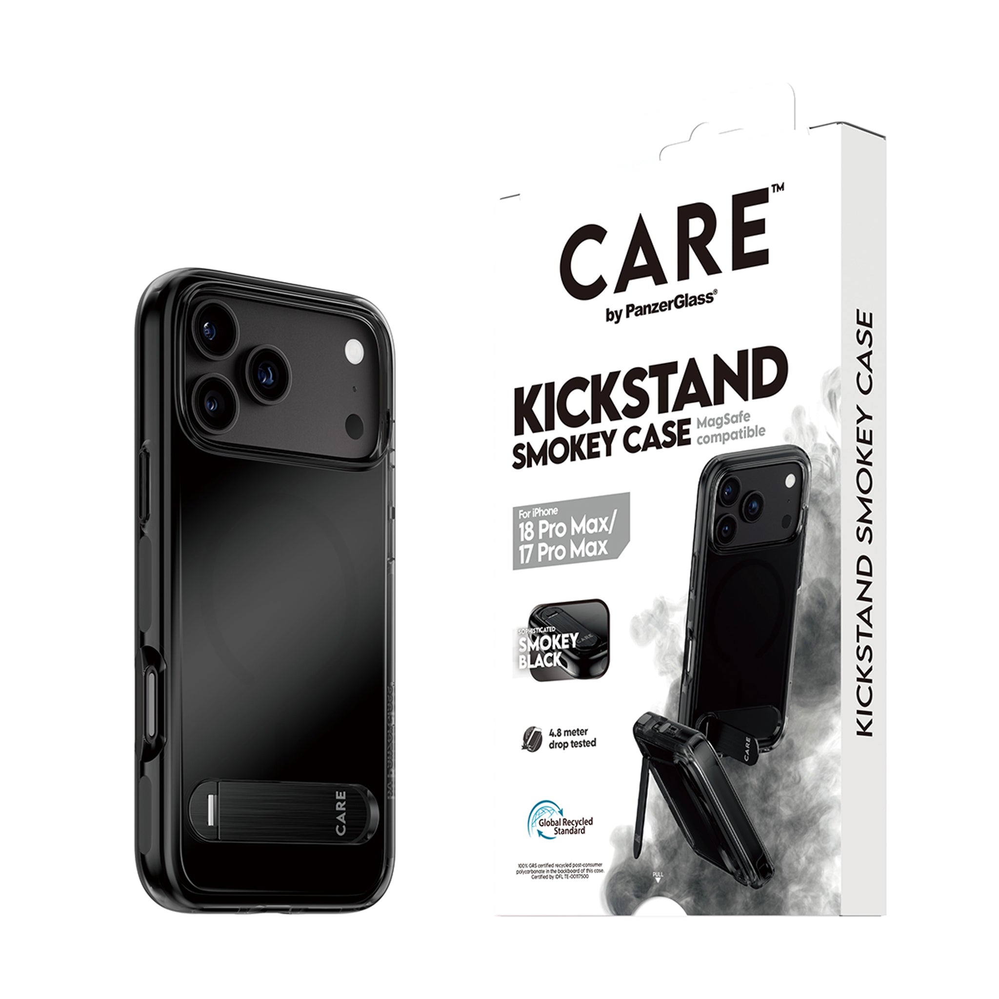 CARE™ by PanzerGlass® Kickstand Case Smokey w. Black MagSafe iPhone 18 Pro Max | 17 Pro Max