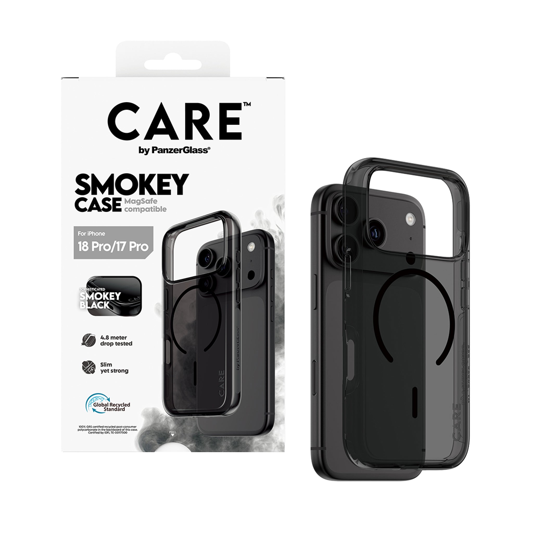 CARE™ by PanzerGlass® Smokey Case w. Black MagSafe iPhone 18 Pro | 17 Pro