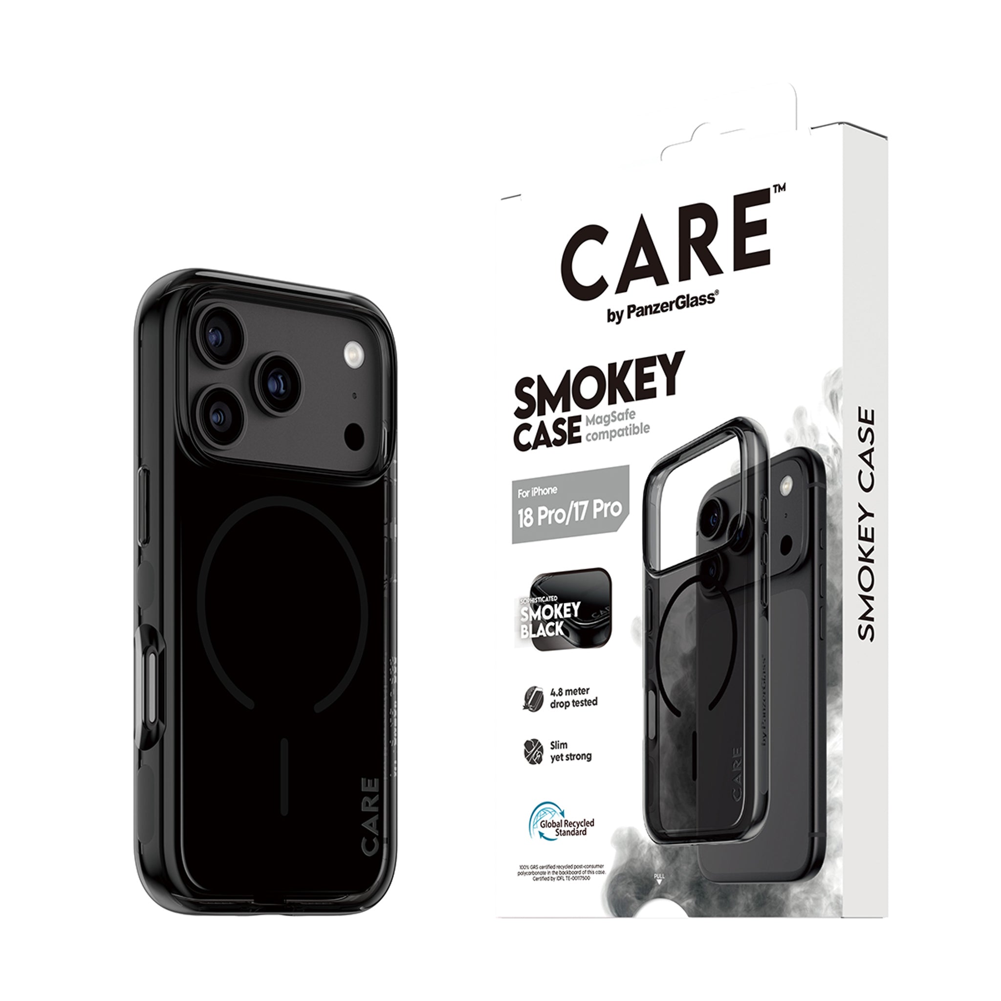 CARE™ by PanzerGlass® Smokey Case w. Black MagSafe iPhone 18 Pro | 17 Pro