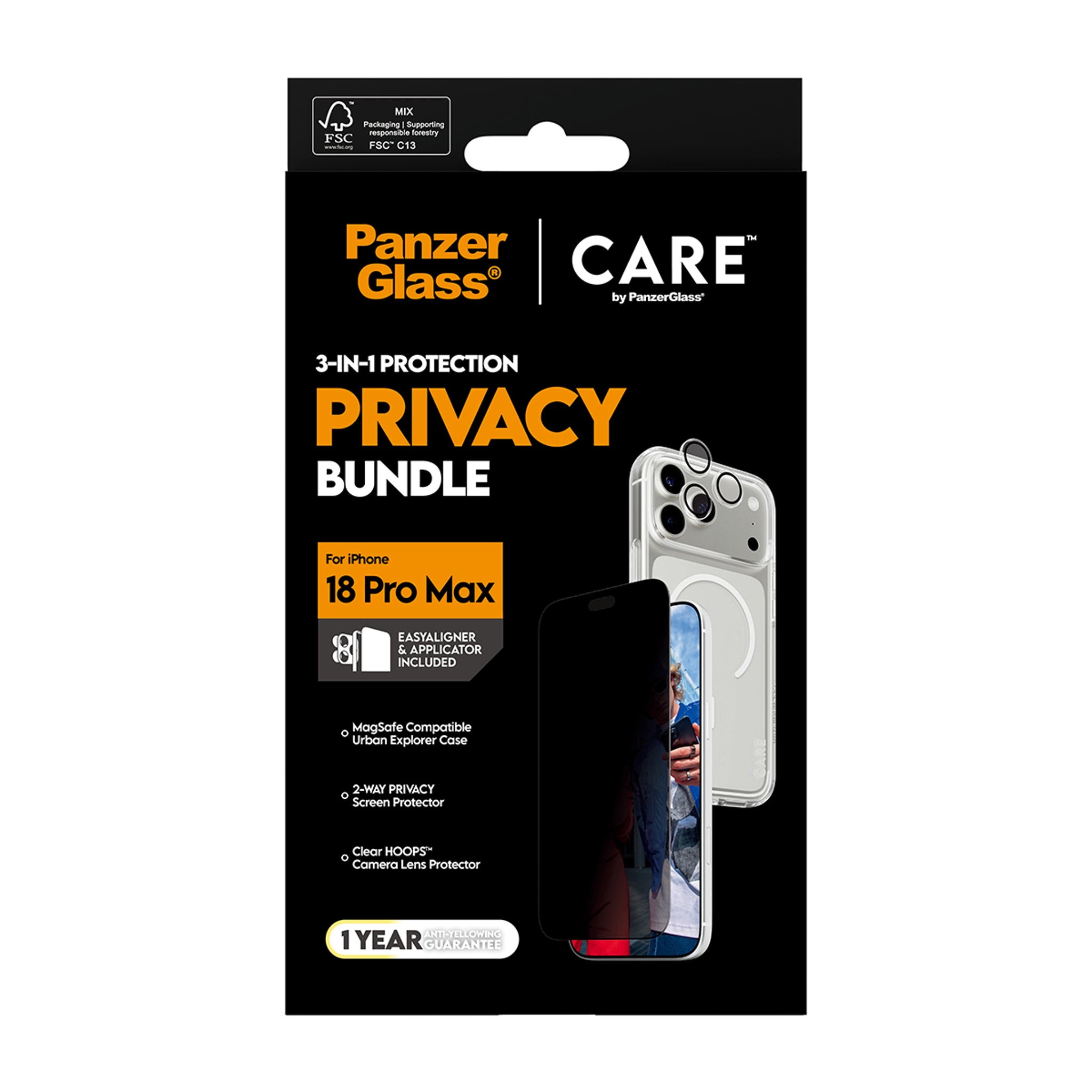 PanzerGlass® | CARE™ by PanzerGlass® Privacy Flagship 3-in-1 Bundle iPhone 18 Pro Max