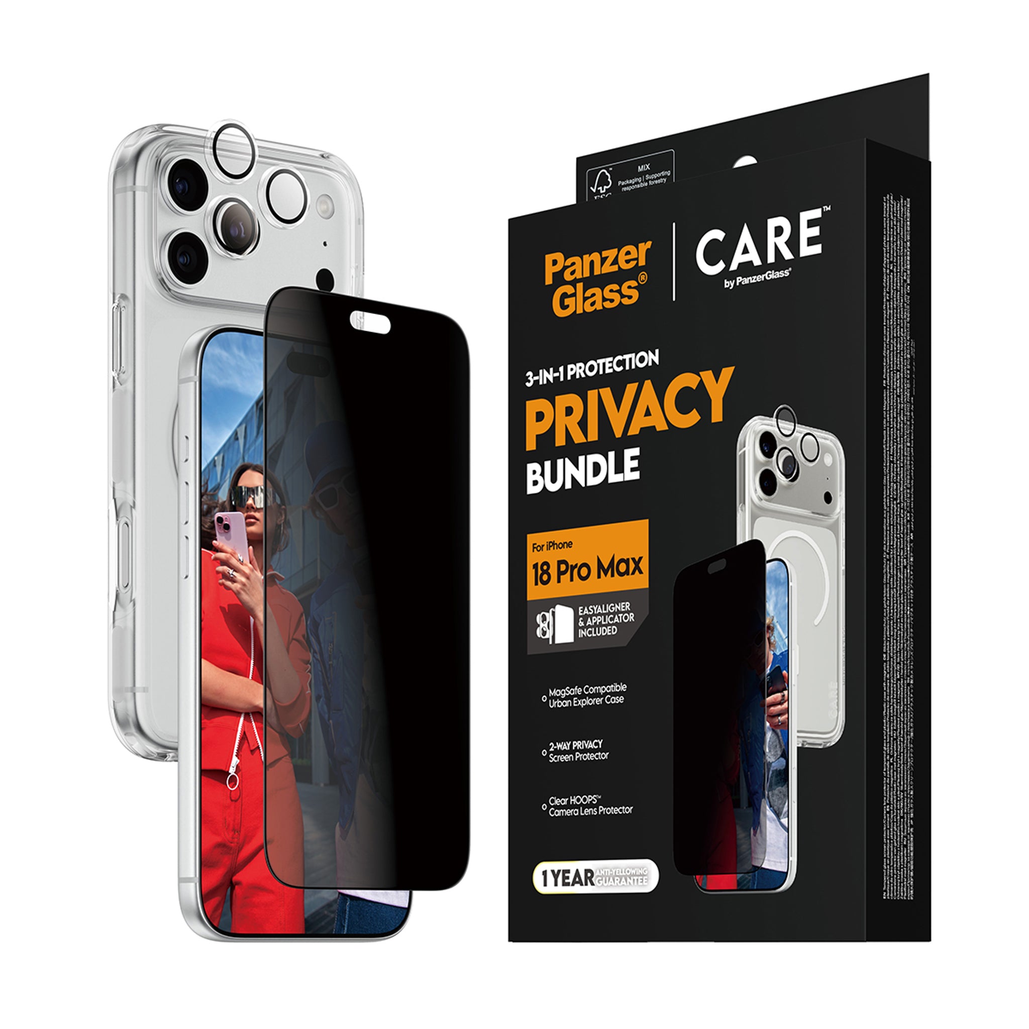 PanzerGlass® | CARE™ by PanzerGlass® Privacy Flagship 3-in-1 Bundle iPhone 18 Pro Max