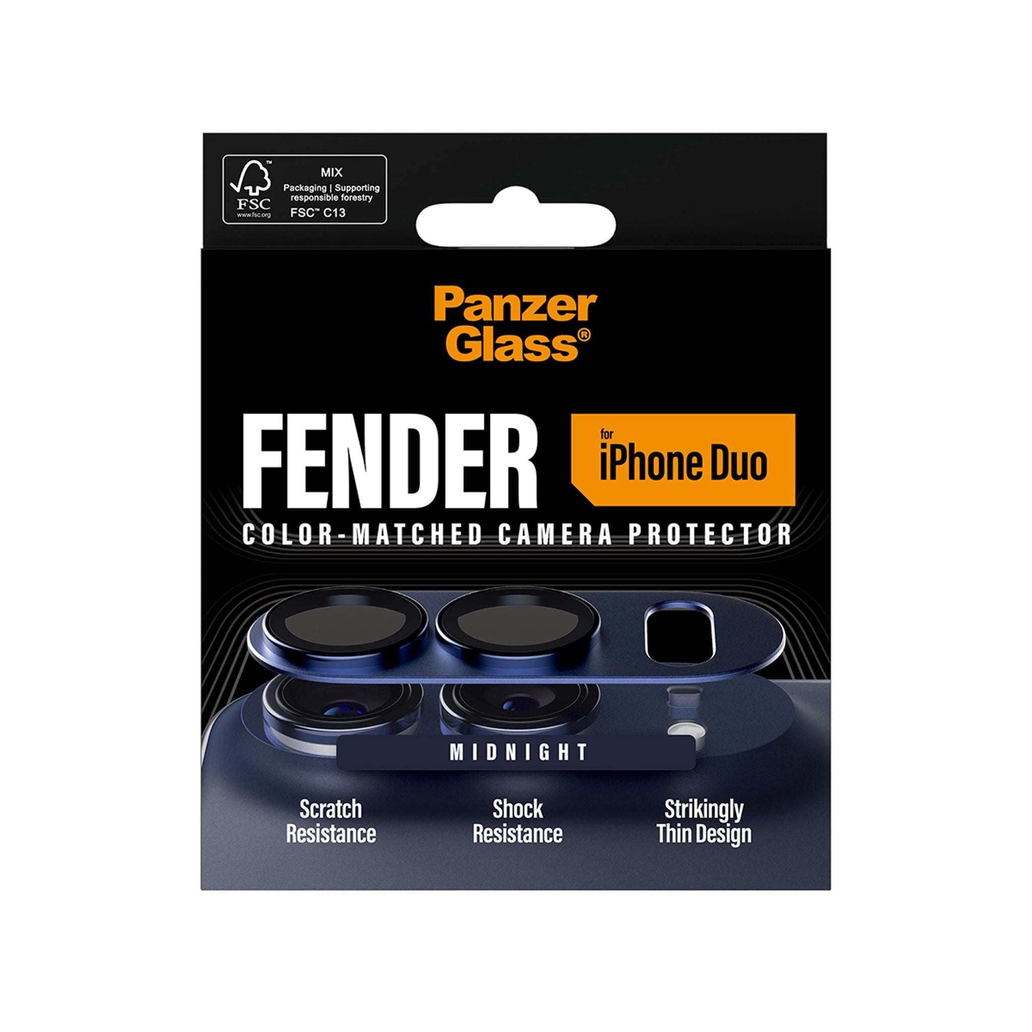 PanzerGlass® Fender Camera Lens Protector Midnight iPhone Duo