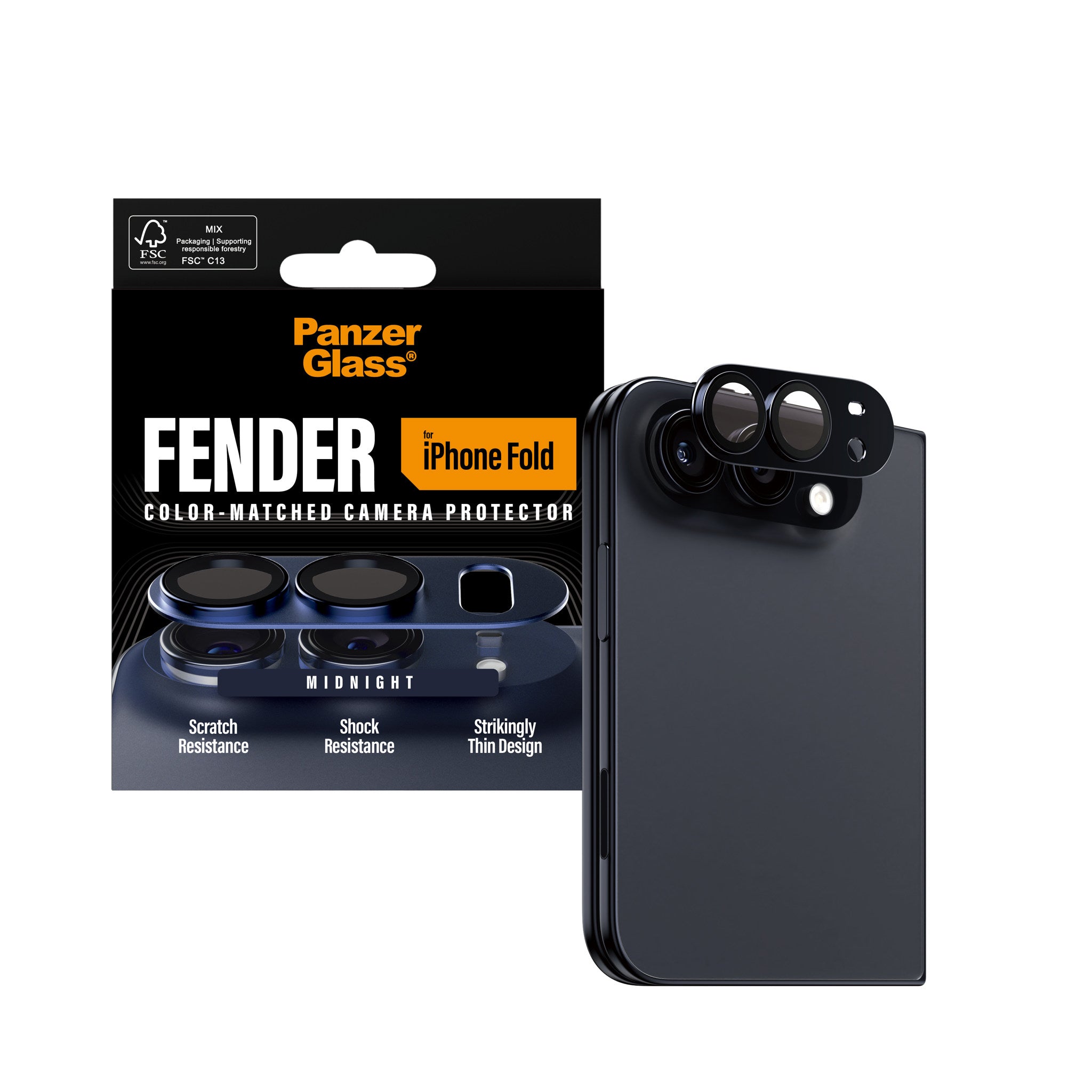 PanzerGlass® Fender Camera Lens Protector Midnight iPhone 2026 Fold