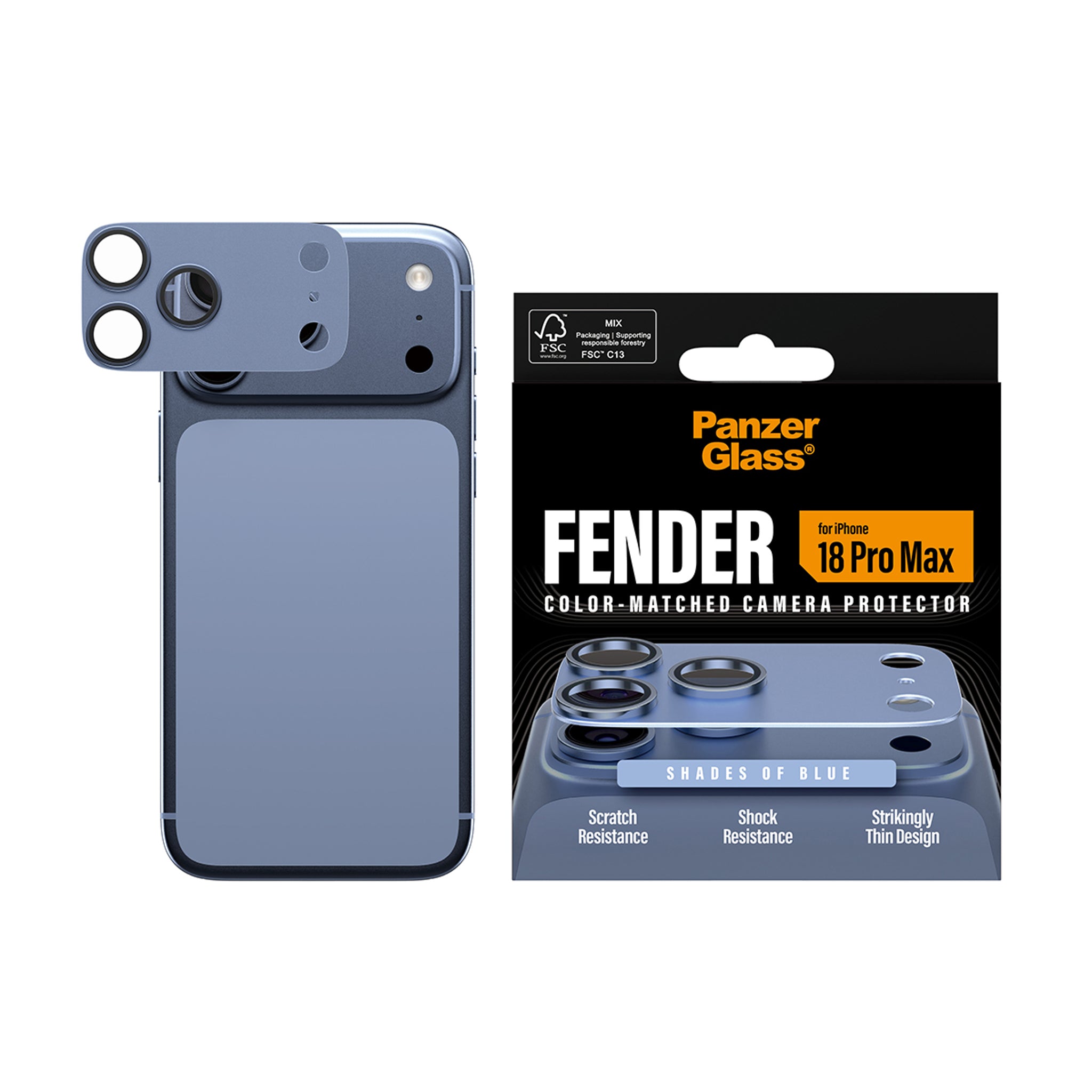 PanzerGlass® Fender Camera Lens Protector Shades of Blue iPhone 18 Pro Max