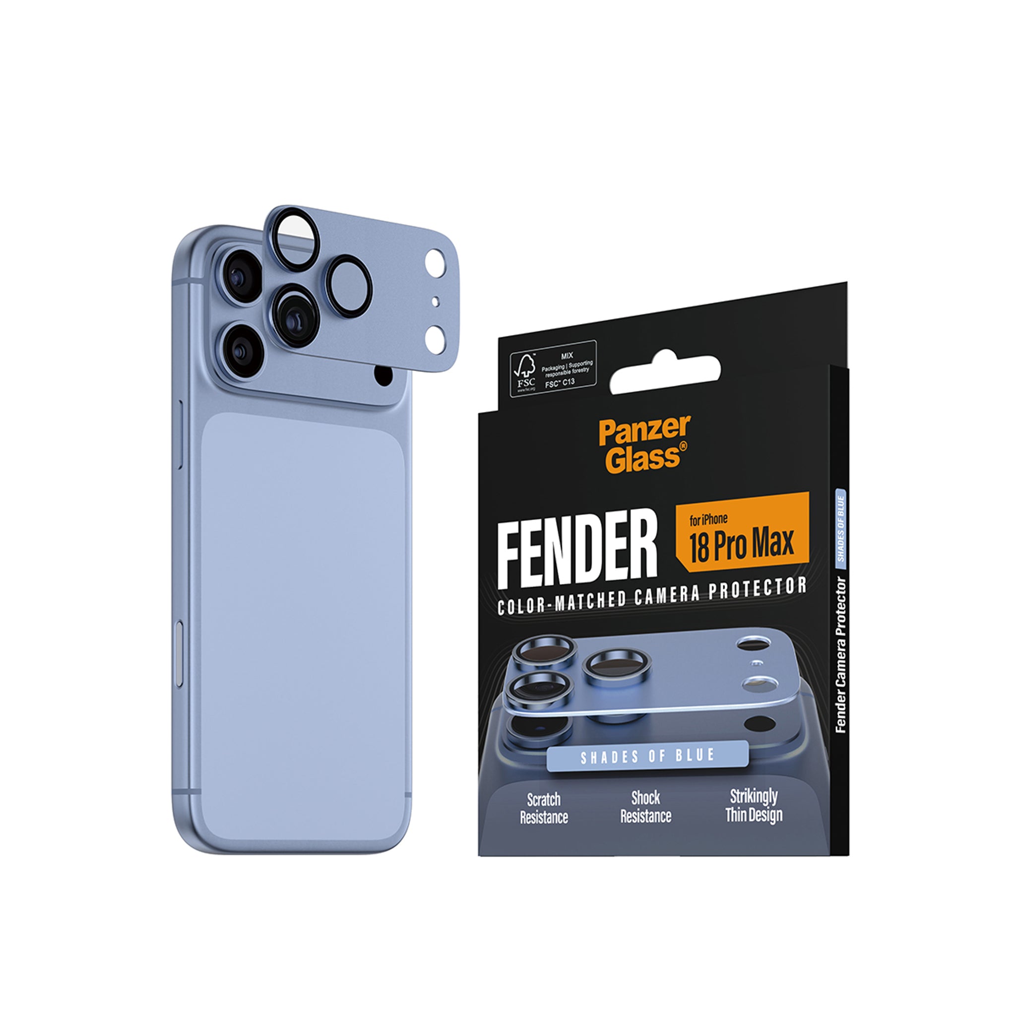 PanzerGlass® Fender Camera Lens Protector Shades of Blue iPhone 18 Pro Max