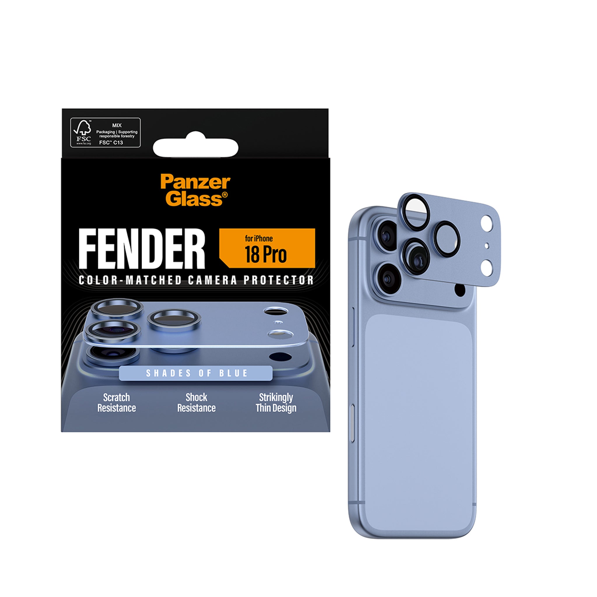 PanzerGlass® Fender Camera Lens Protector Shades of Blue iPhone 18 Pro