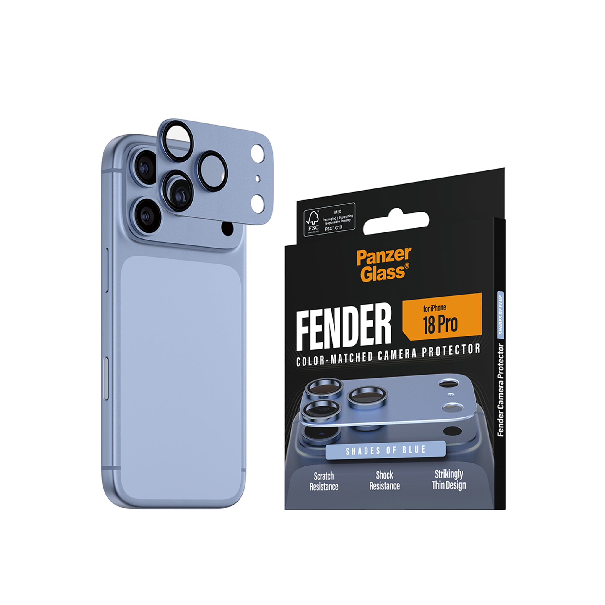 PanzerGlass® Fender Camera Lens Protector Shades of Blue iPhone 18 Pro