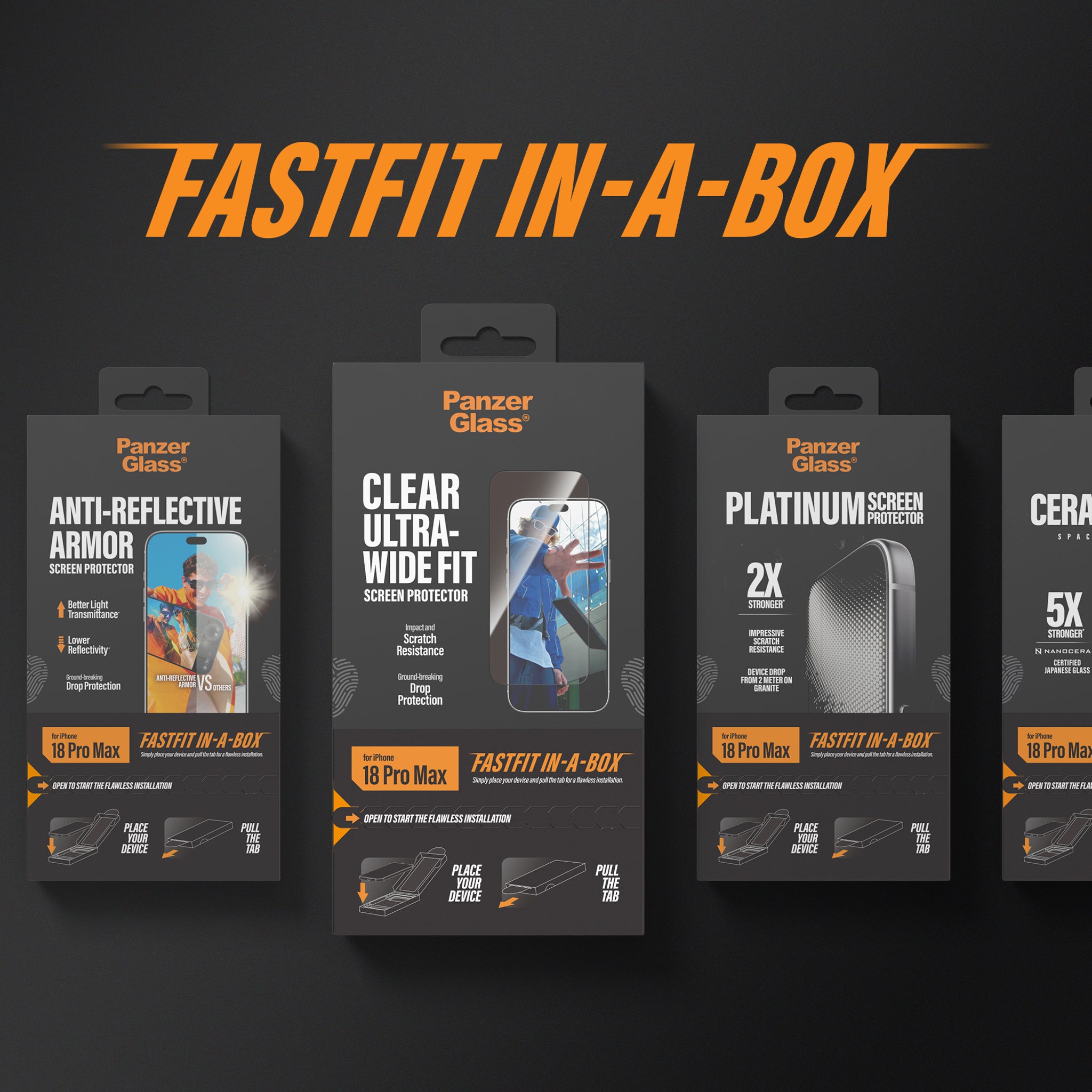 PanzerGlass® 2-Way Privacy Screen Protector iPhone 18 Pro Max | Ultra-Wide Fit w. FASTFIT IN-A-BOX