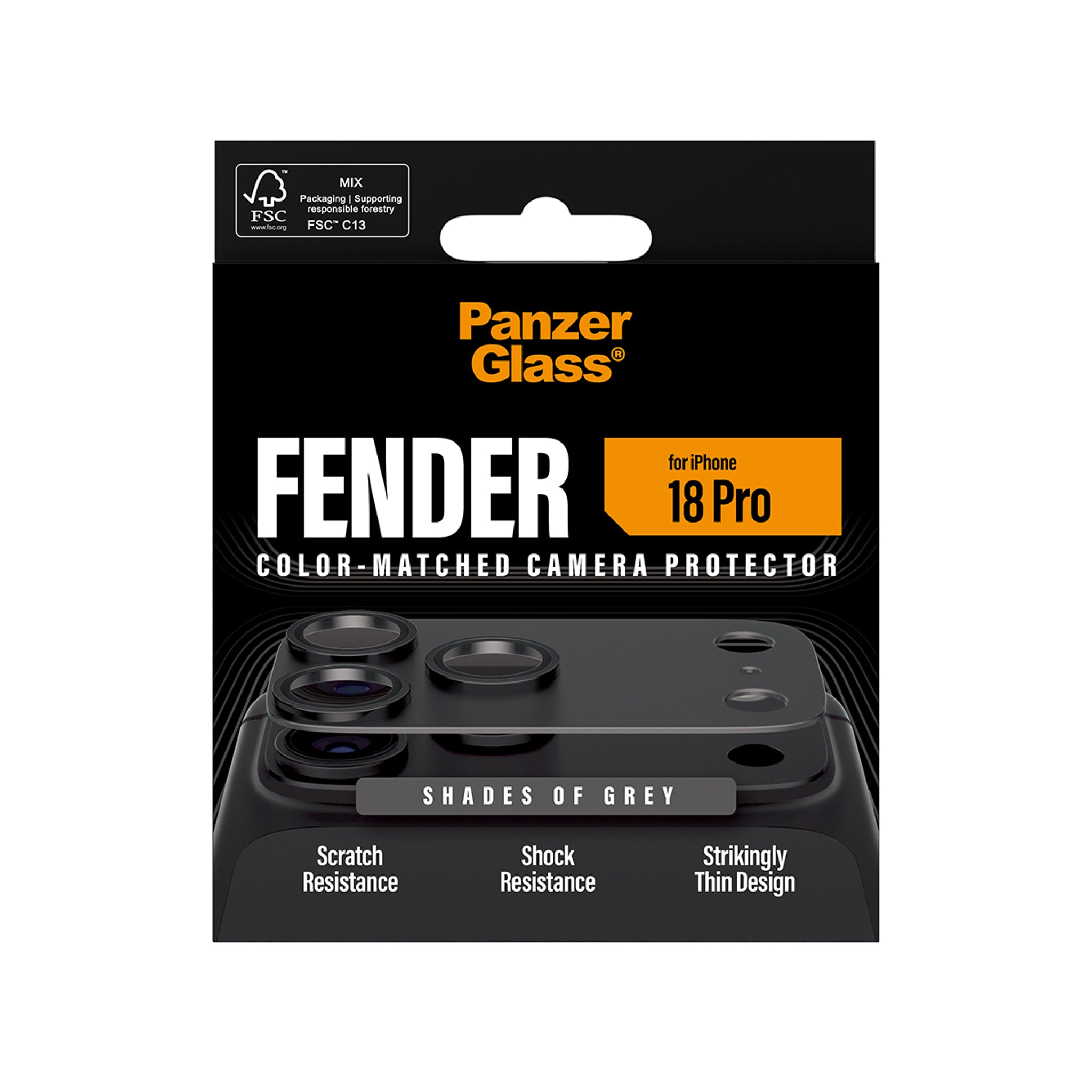 PanzerGlass® Fender Camera Lens Protector Shades of Grey iPhone 18 Pro