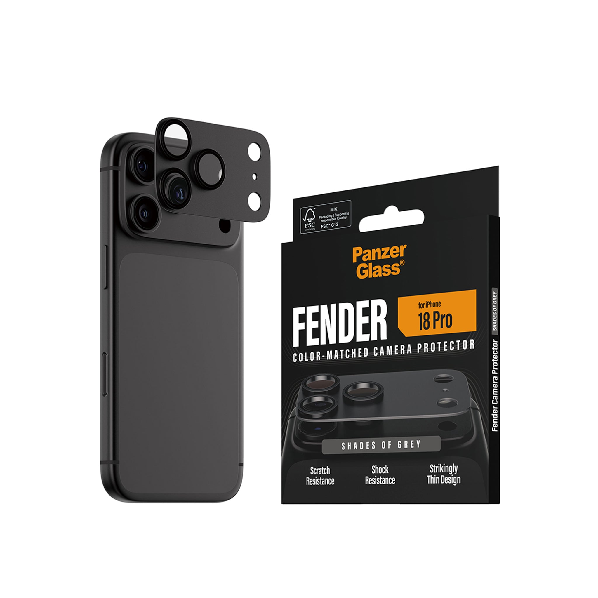 PanzerGlass® Fender Camera Lens Protector Shades of Grey iPhone 18 Pro