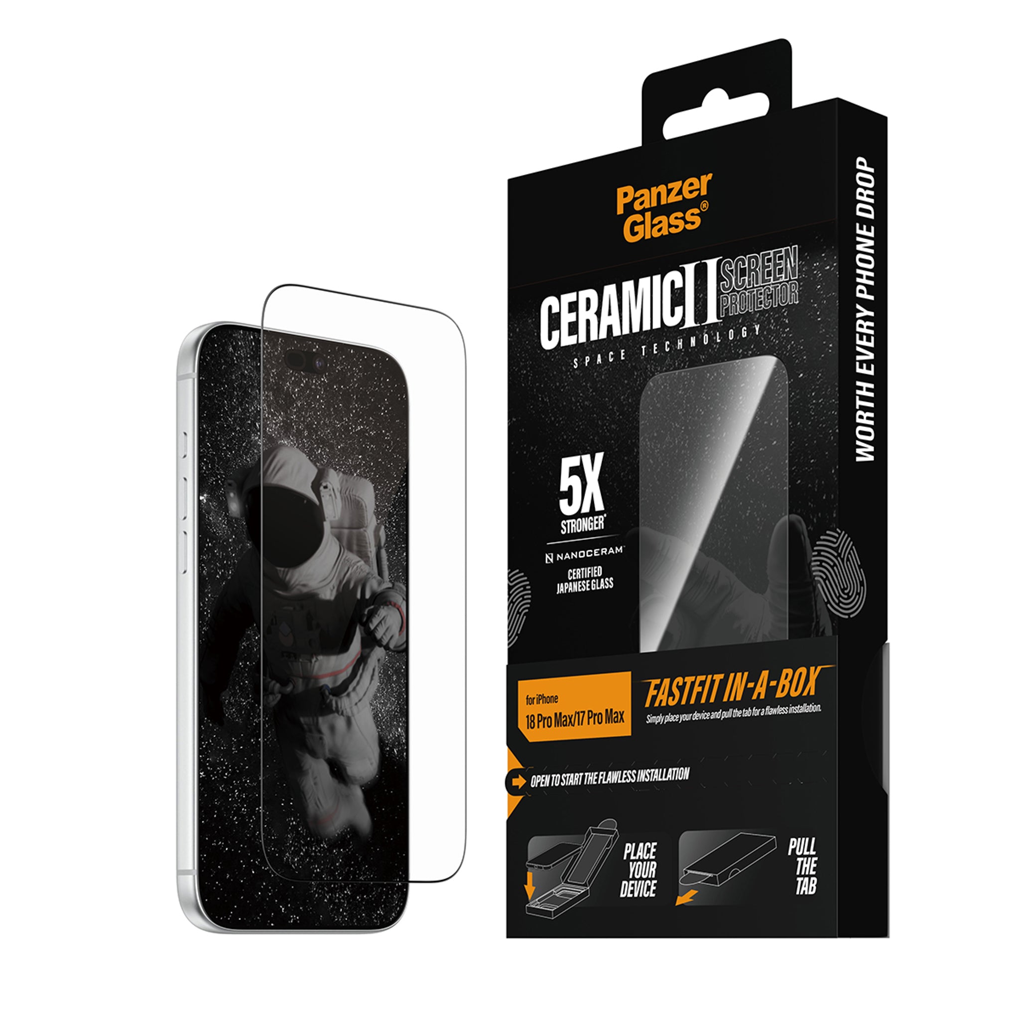 PanzerGlass® Ceramic Screen Protector iPhone 18 Pro Max | 17 Pro Max w. FASTFIT IN-A-BOX