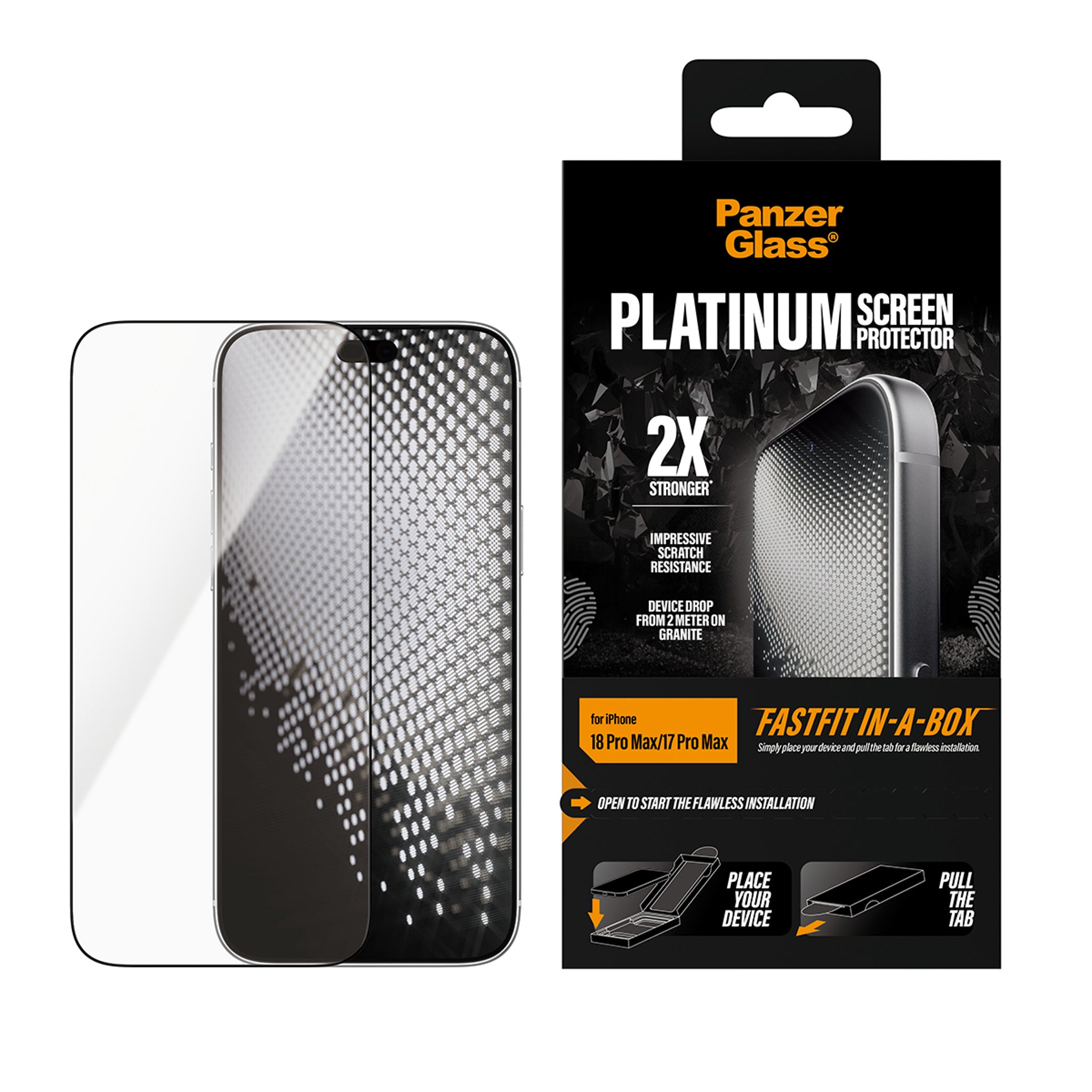 PanzerGlass® Platinum Screen Protector iPhone 18 Pro Max | 17 Pro Max w. FASTFIT IN-A-BOX