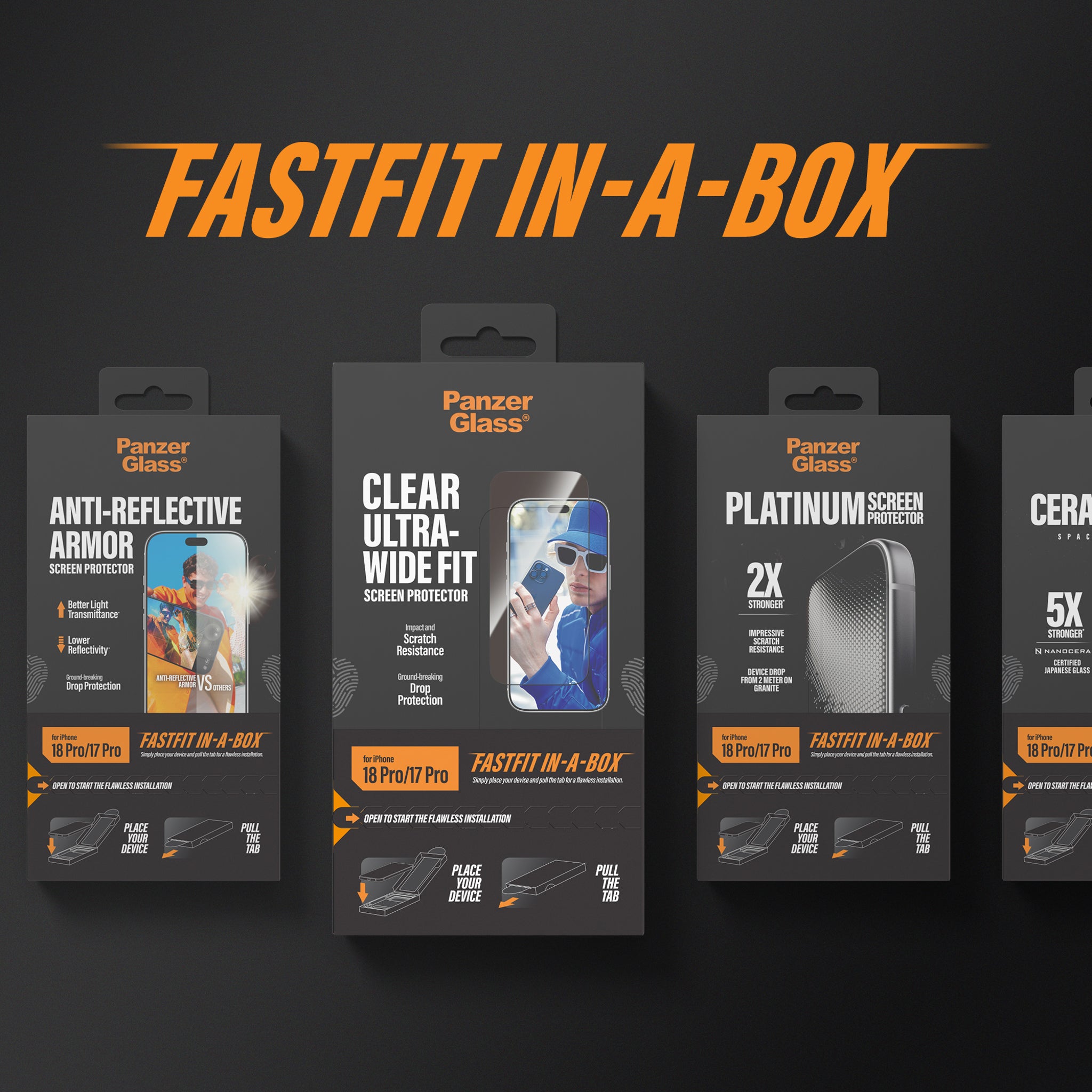 PanzerGlass® 2-Way Privacy Screen Protector iPhone 18 Pro | Ultra-Wide Fit w. FASTFIT IN-A-BOX