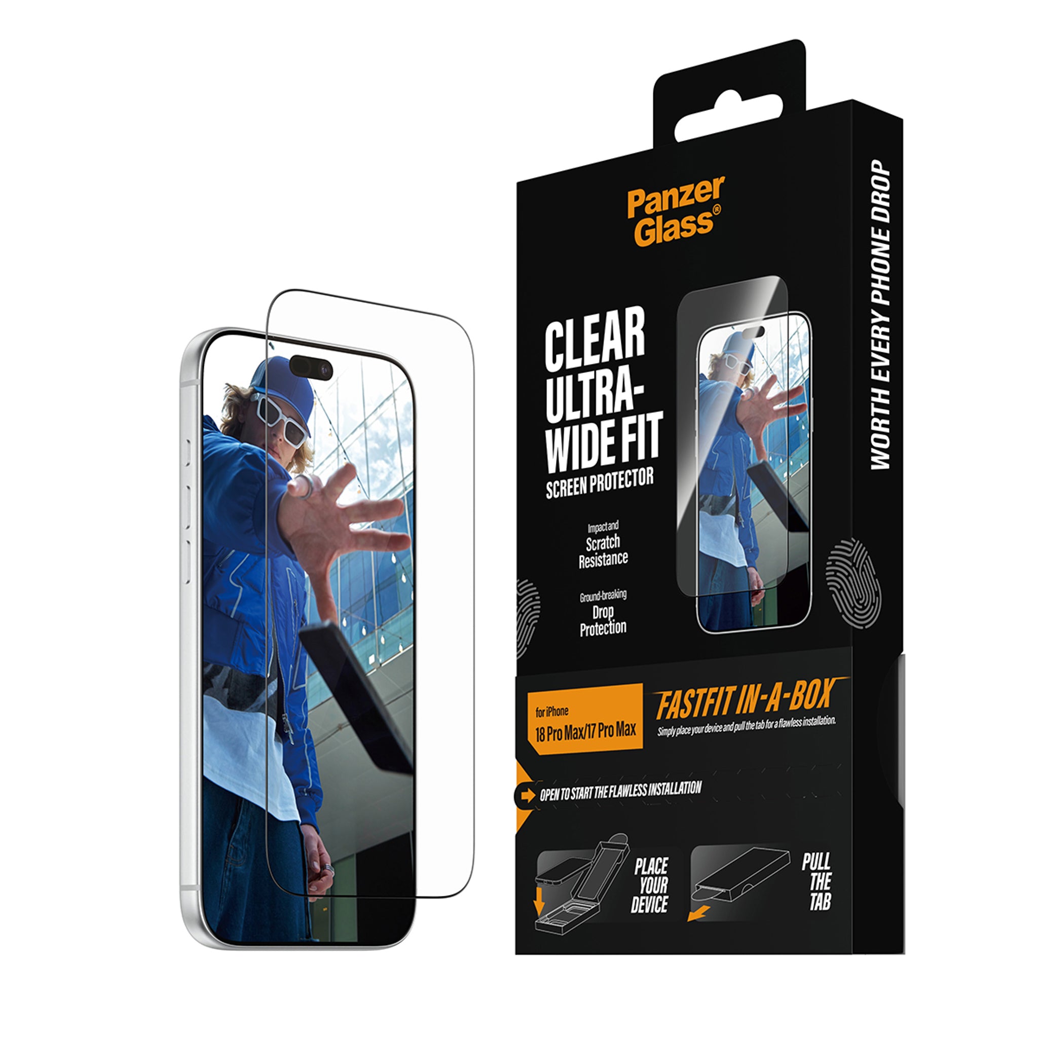 PanzerGlass® Screen Protector iPhone 18 Pro Max | 17 Pro Max | Ultra-Wide Fit w. FASTFIT IN-A-BOX
