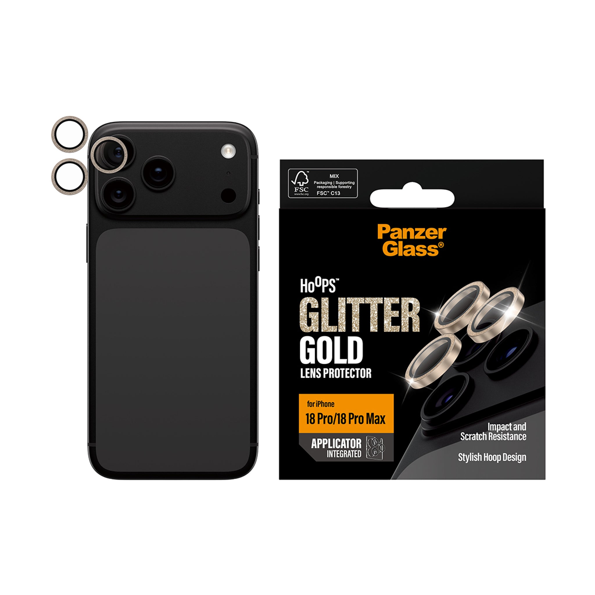 PanzerGlass® Hoops® Camera Lens Protector Glitter Gold iPhone 18 Pro | 18 Pro Max