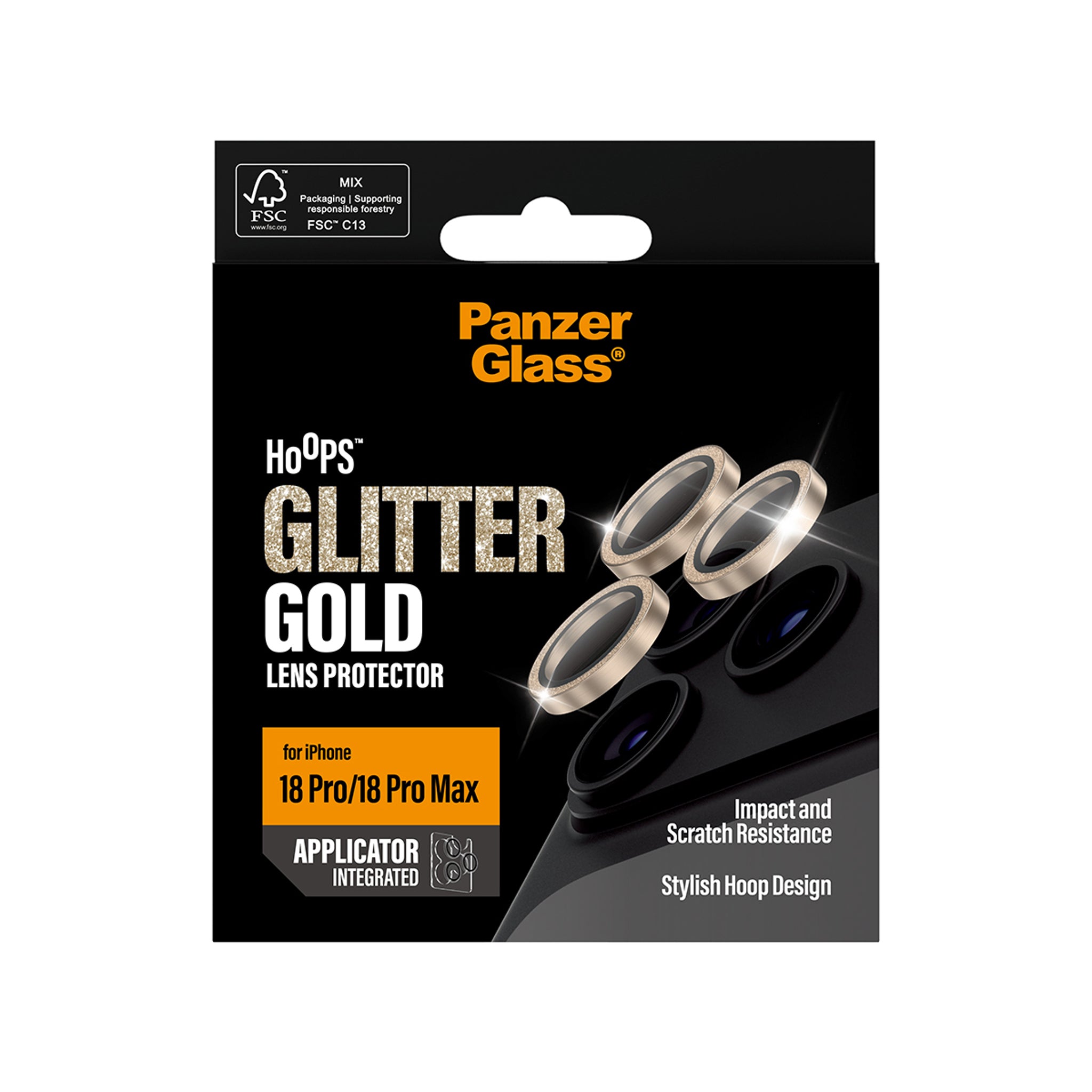 PanzerGlass® Hoops® Camera Lens Protector Glitter Gold iPhone 18 Pro | 18 Pro Max