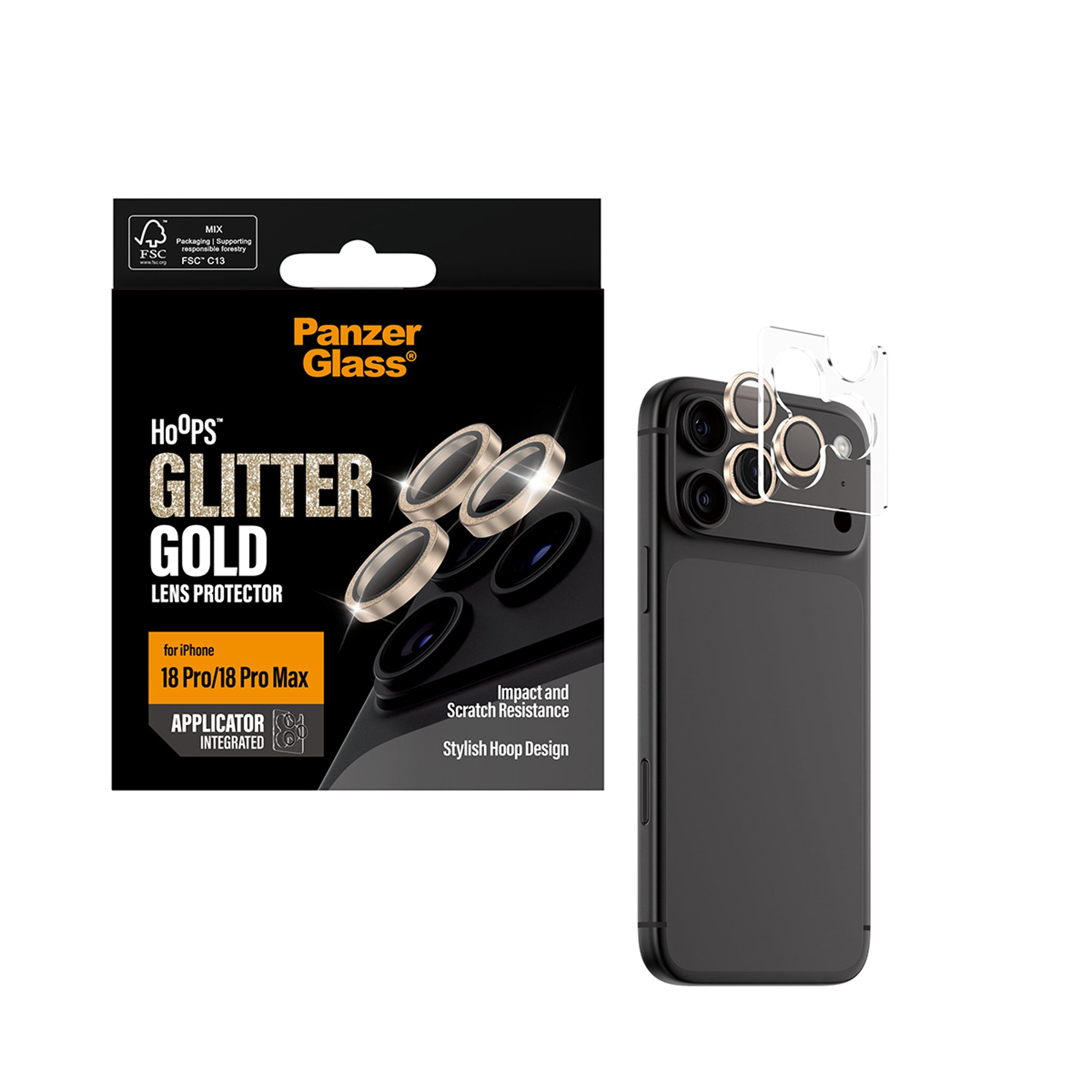 PanzerGlass® Hoops® Camera Lens Protector Glitter Gold iPhone 18 Pro | 18 Pro Max