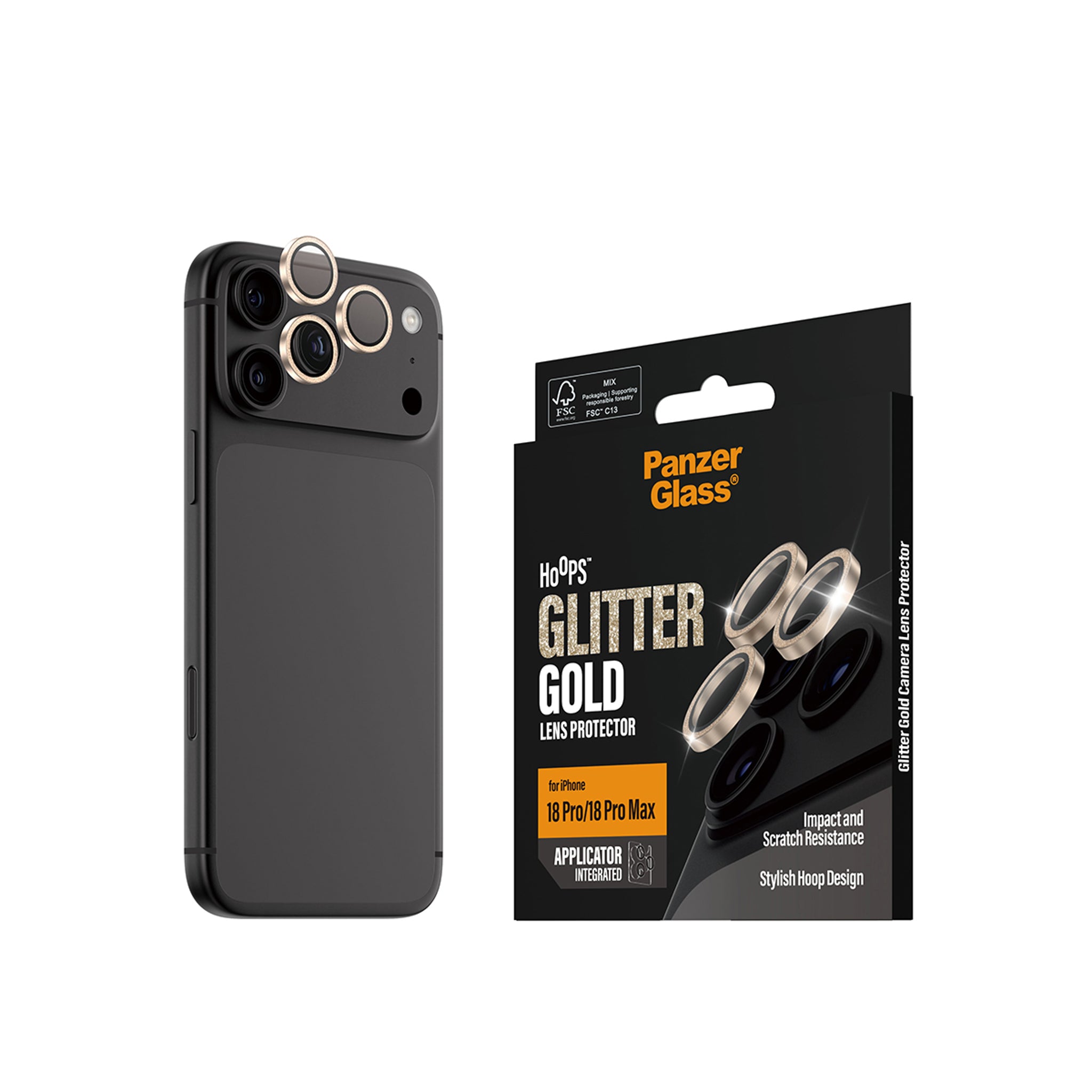 PanzerGlass® Hoops® Camera Lens Protector Glitter Gold iPhone 18 Pro | 18 Pro Max
