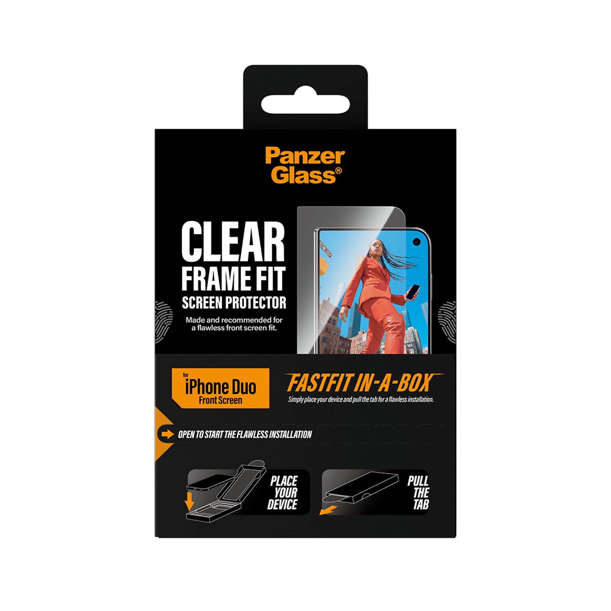 PanzerGlass® Front Screen Protector iPhone Duo | FRAME FIT w. FASTFIT IN-A-BOX