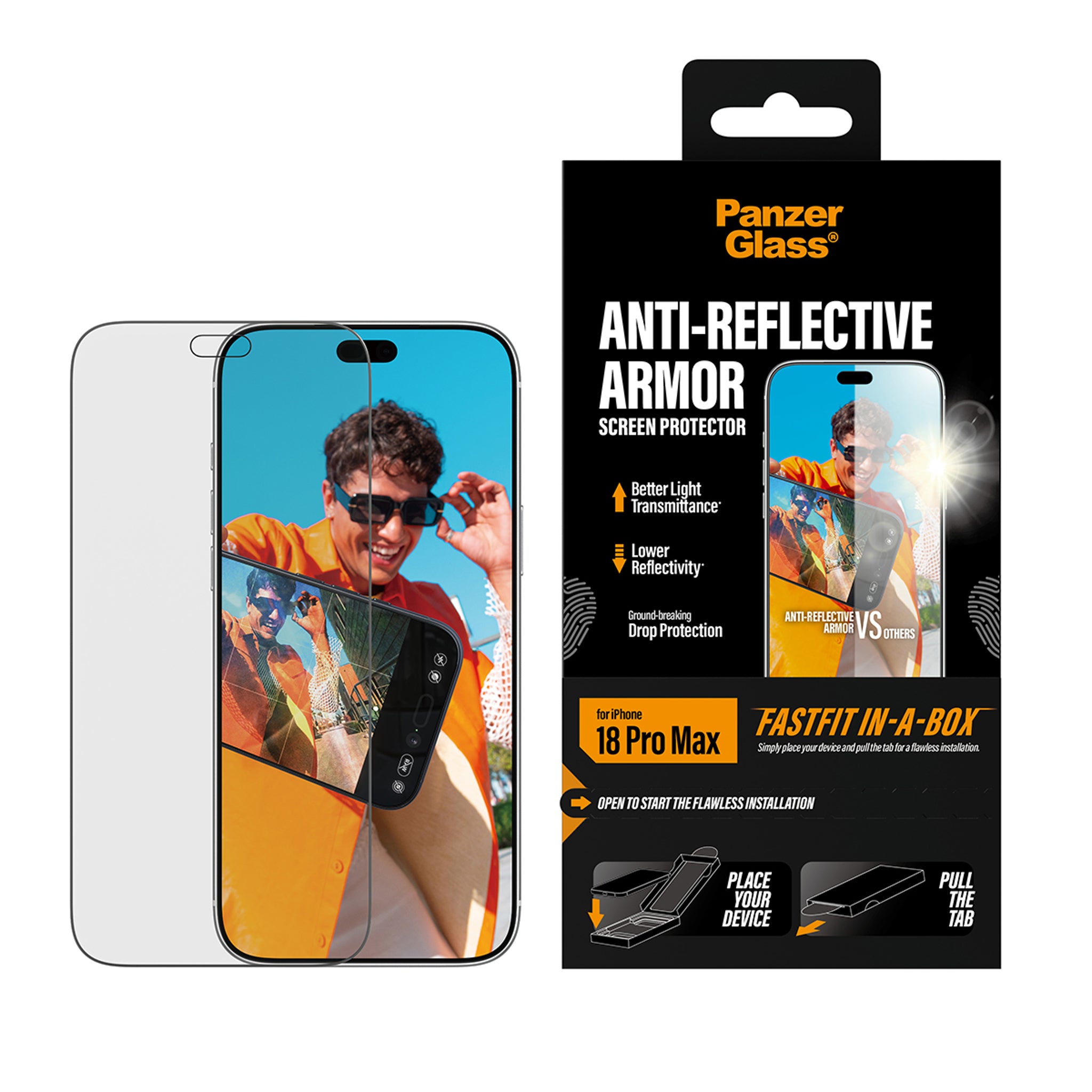 PanzerGlass® Anti-reflective Armor Screen Protector iPhone 18 Pro Max w. FASTFIT IN-A-BOX