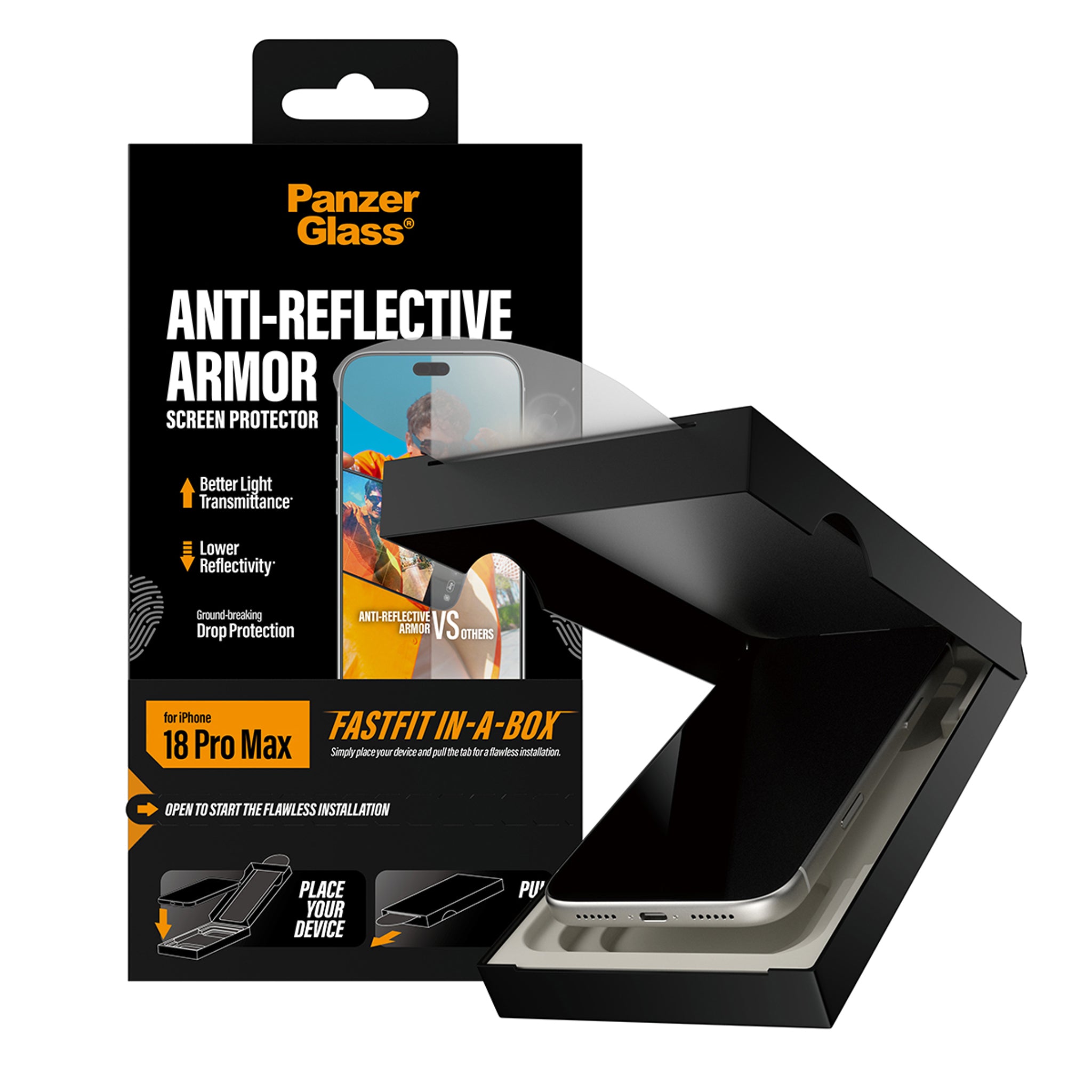 PanzerGlass® Anti-reflective Armor Screen Protector iPhone 18 Pro Max w. FASTFIT IN-A-BOX