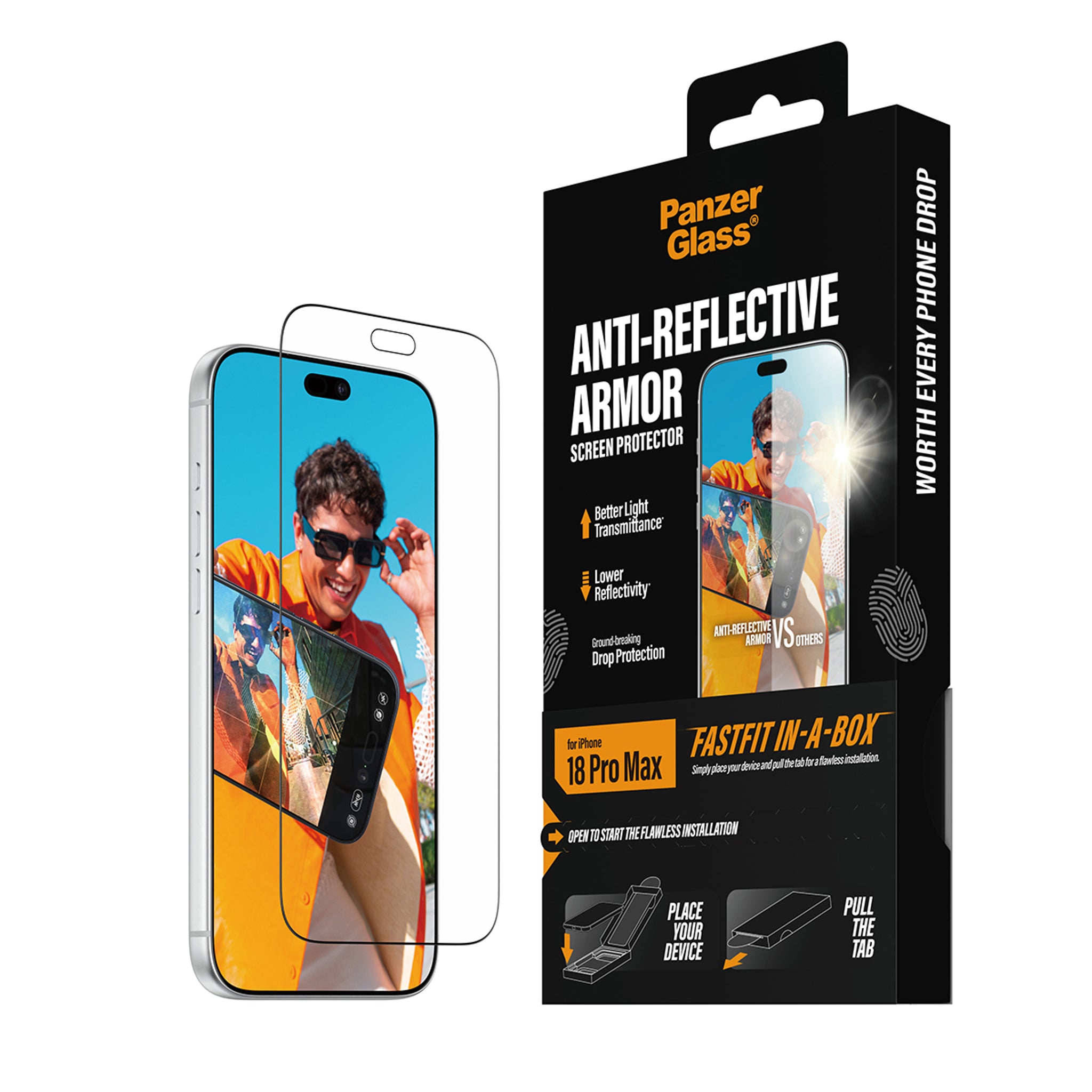PanzerGlass® Anti-reflective Armor Screen Protector iPhone 18 Pro Max w. FASTFIT IN-A-BOX