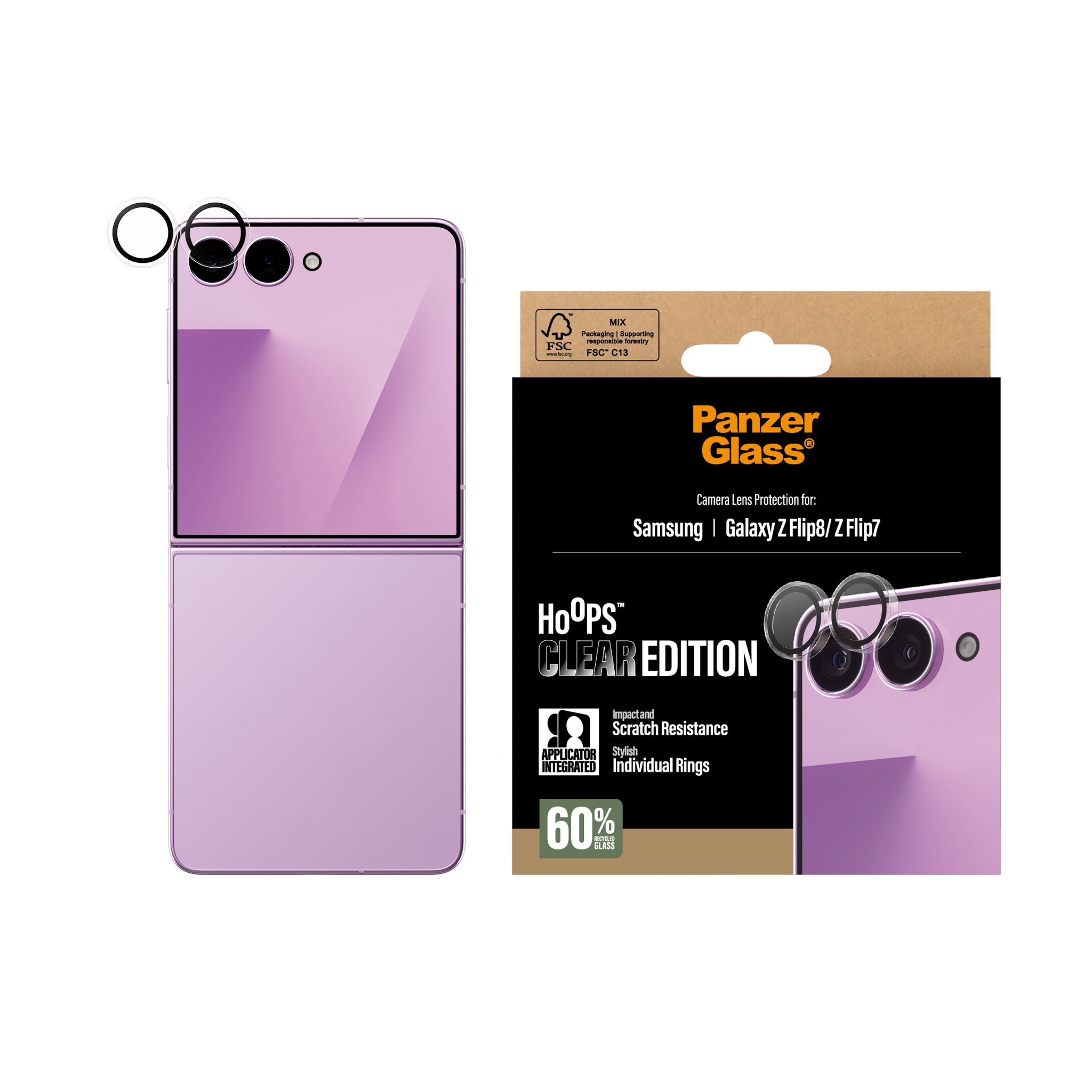 PanzerGlass® Hoops® Camera Lens Protector Transparent Samsung Galaxy New Z Flip7 | Flip 7
