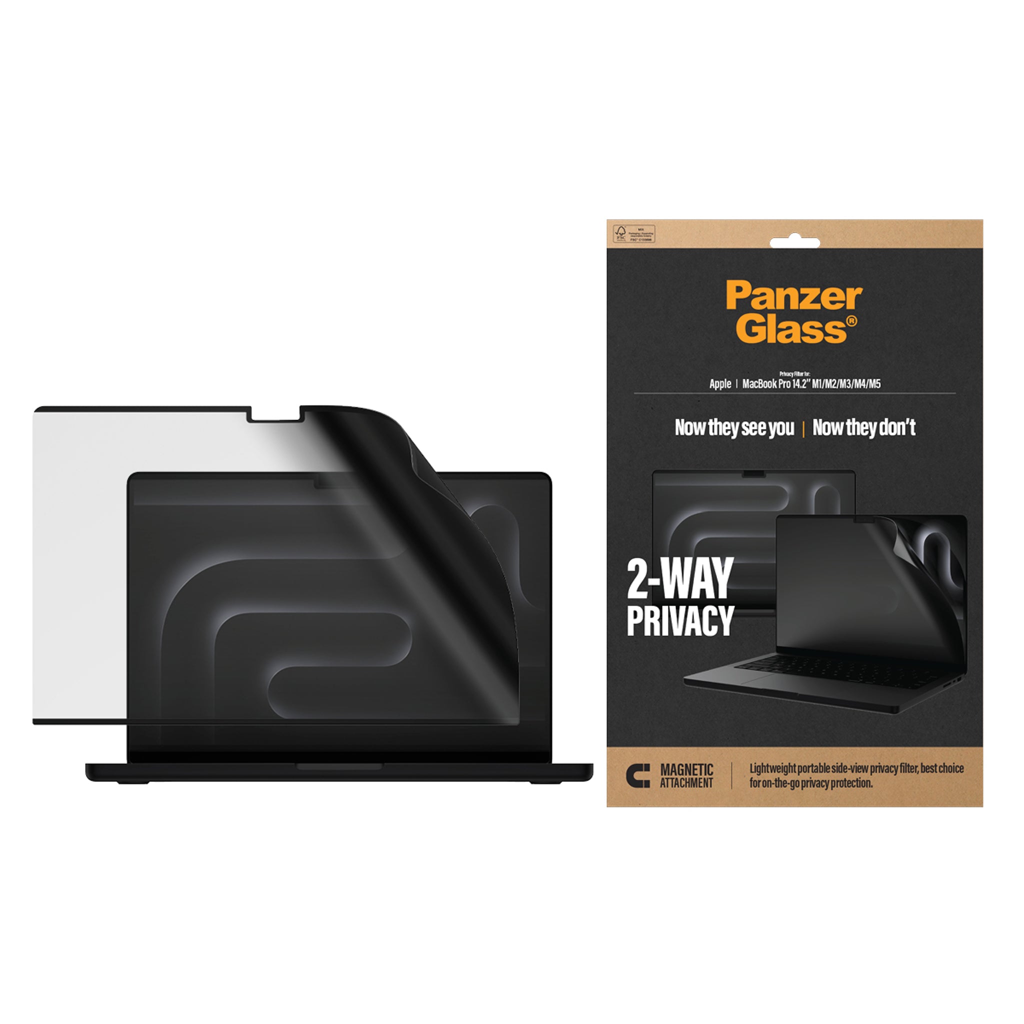 PanzerGlass® Magnetic 2-Way Privacy Film Screen Protector MacBook Pro 14.2