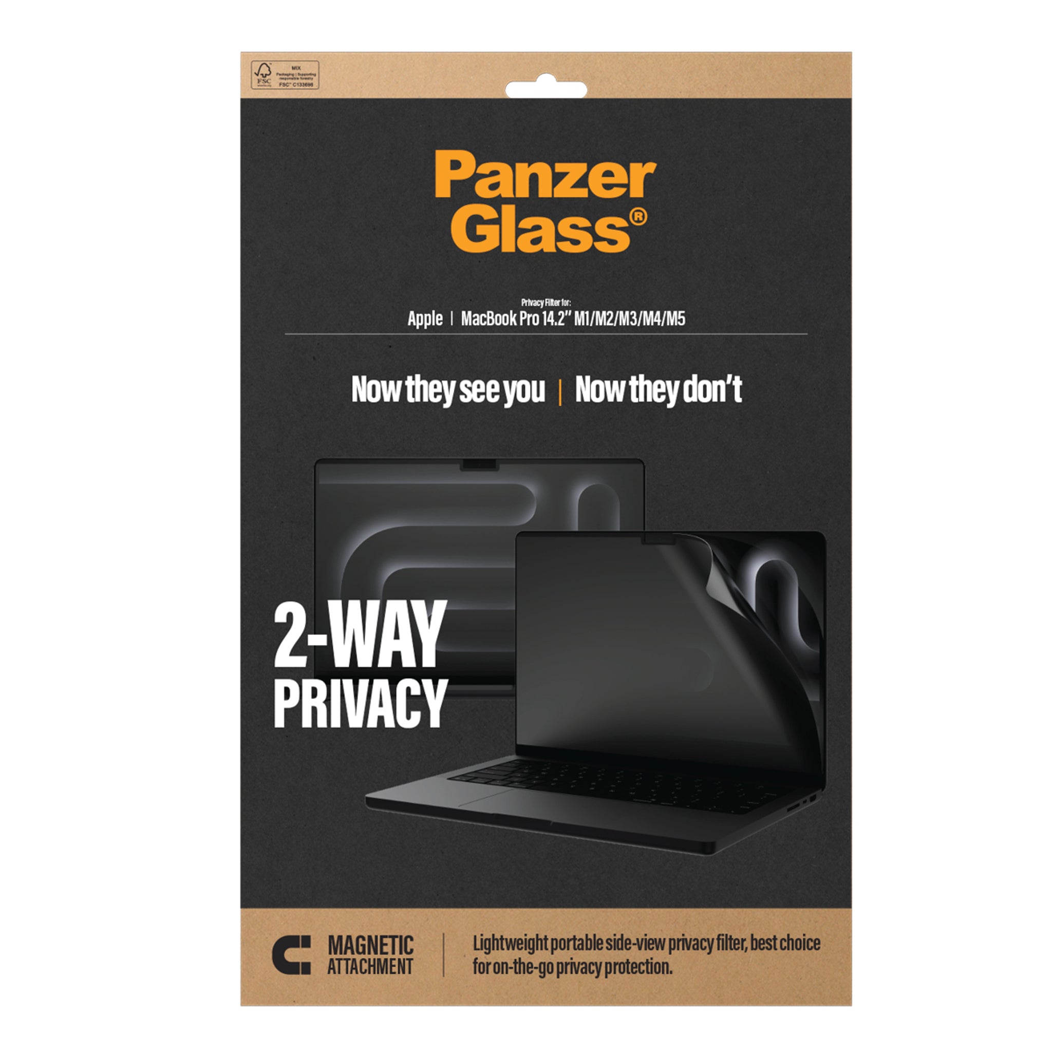 PanzerGlass® Magnetic 2-Way Privacy Film Screen Protector MacBook Pro 14.2