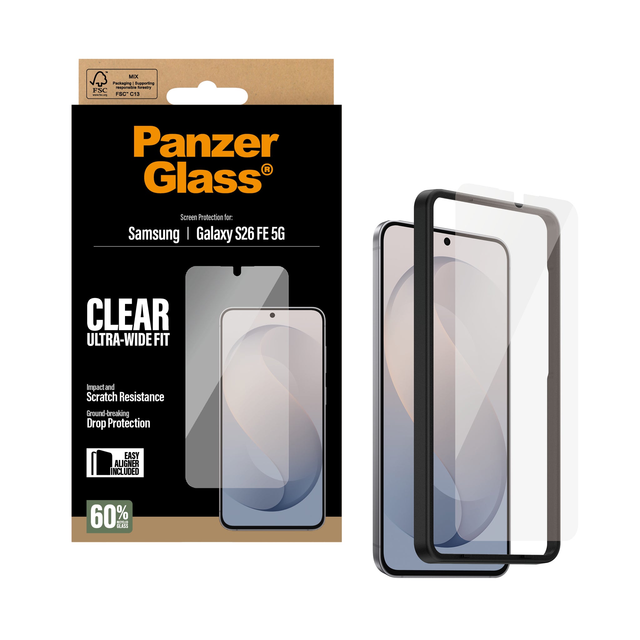 PanzerGlass® Screen Protector Samsung Galaxy S26 FE 5G | Ultra-Wide Fit w. EasyAligner