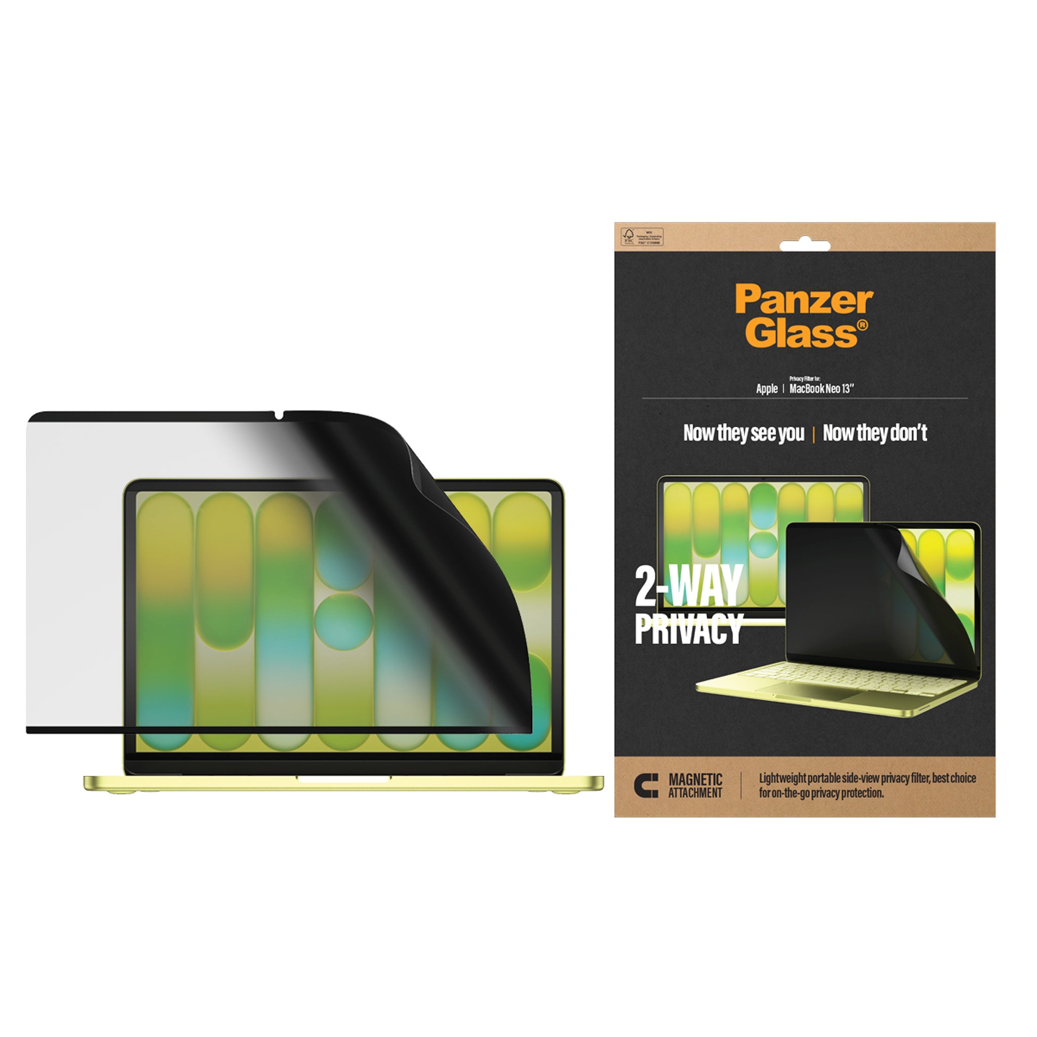 PanzerGlass® Magnetic 2-Way Privacy Film Screen Protector Apple MacBook Neo 13'' M2 | M3 | M4 | M5
